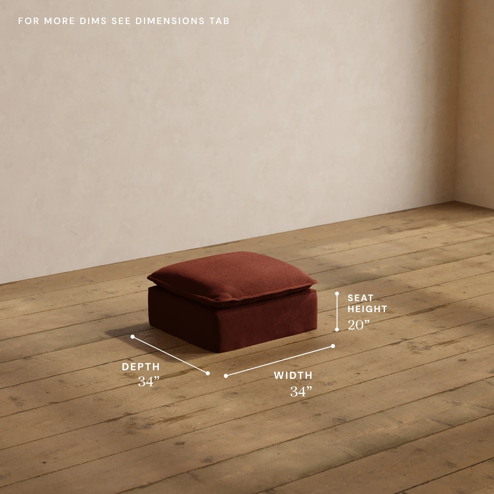 Modular Washable Ottoman in Rust | Deluxe+ Seat - Image 5