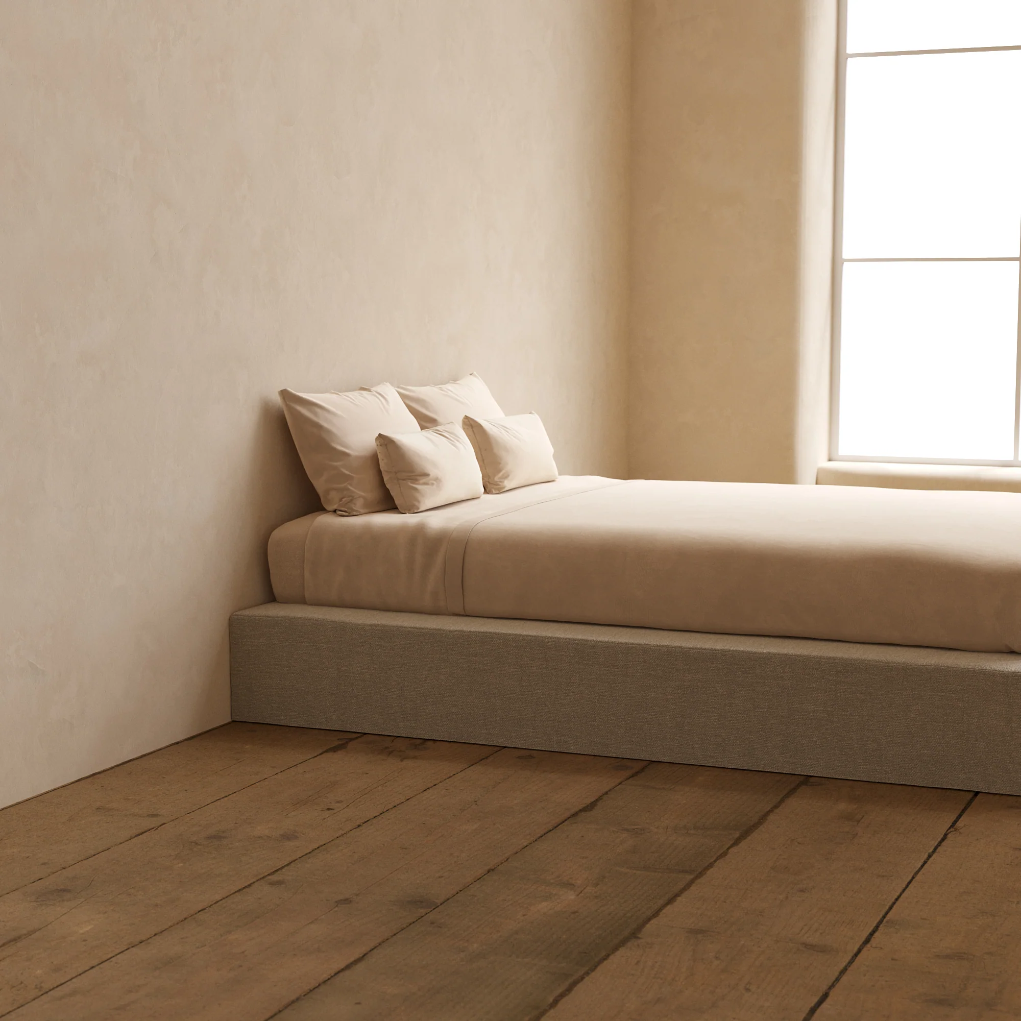 Queen Upholstered Platform Bed | Blended Weave in Oat - Image 7