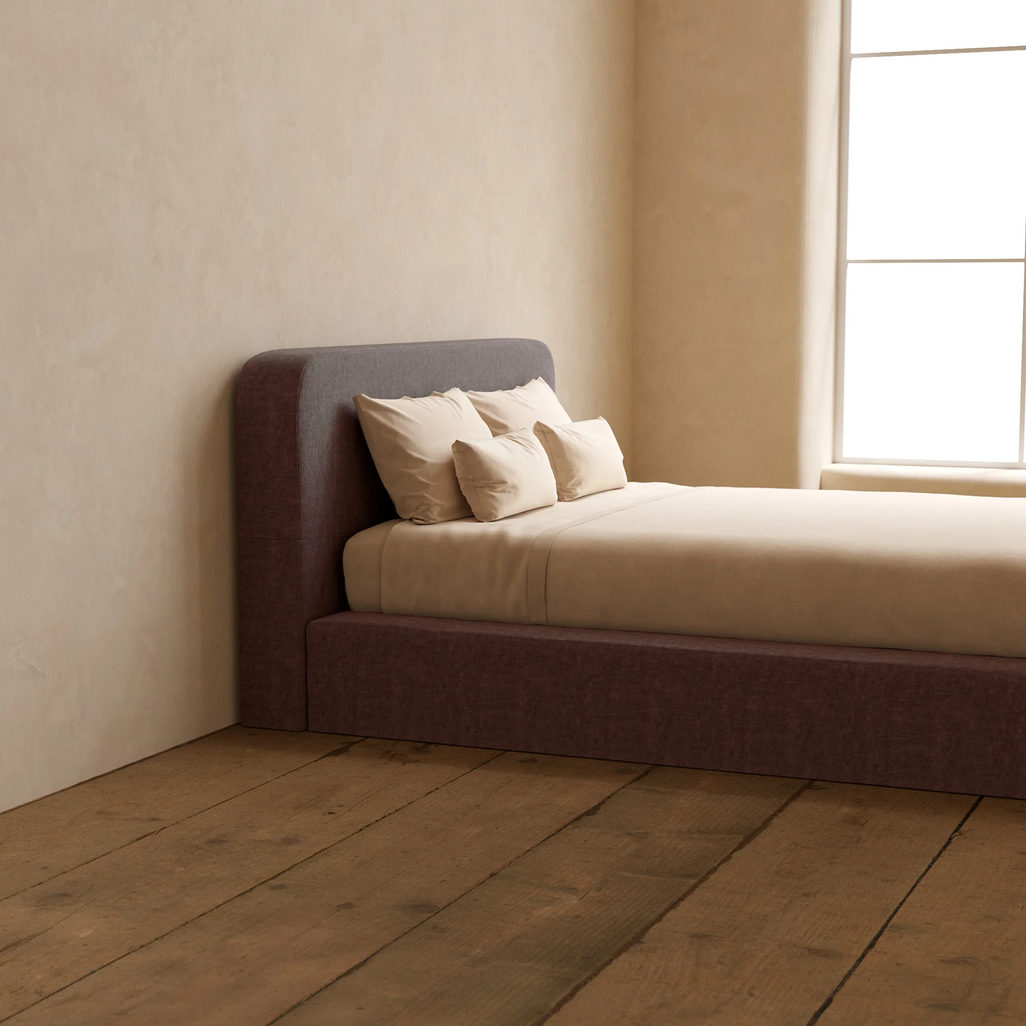 Queen Upholstered Platform Bed + Headboard | Heirloom Velvet in Caviar - Image 7