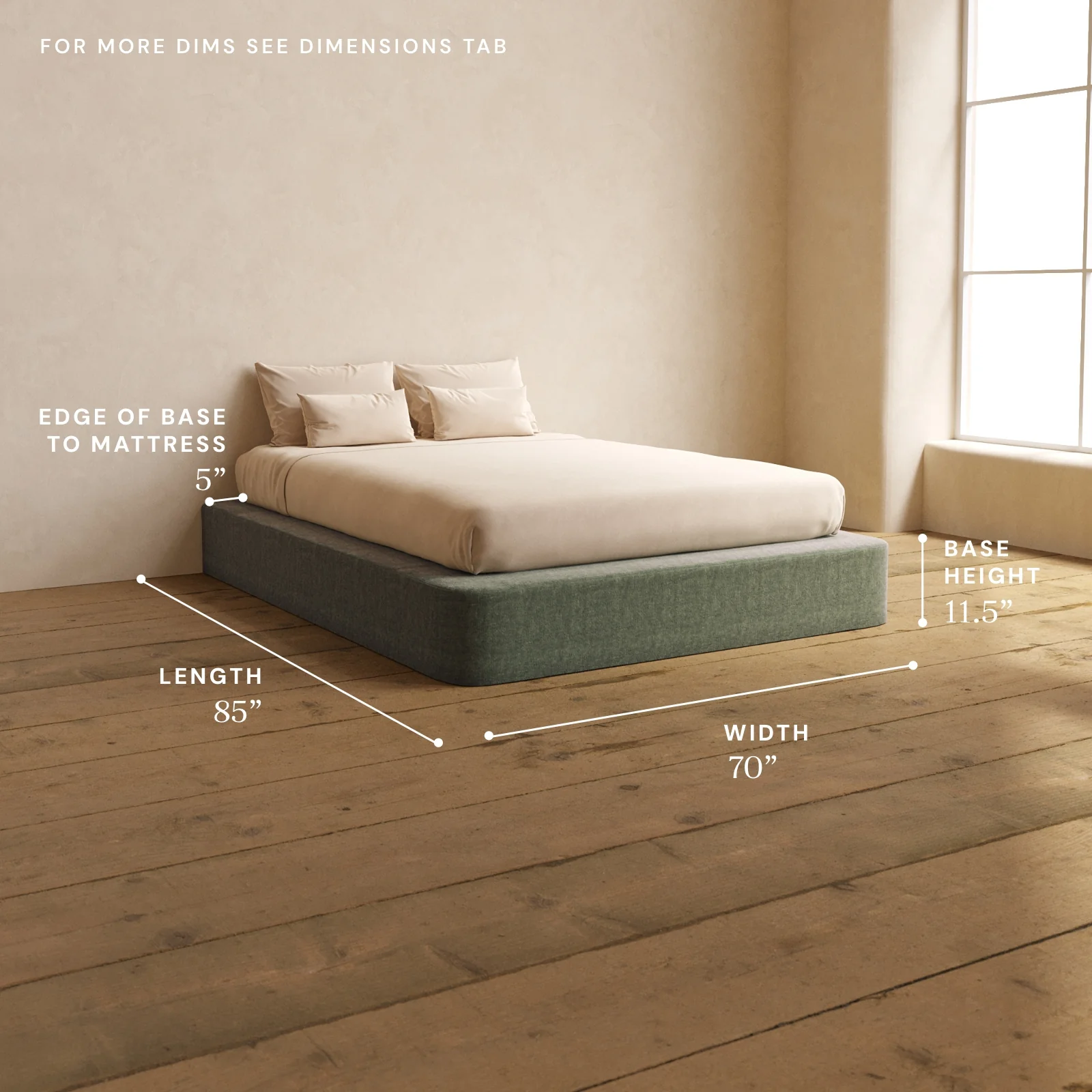 Queen Upholstered Platform Bed | Heirloom Velvet in Willow - Image 5