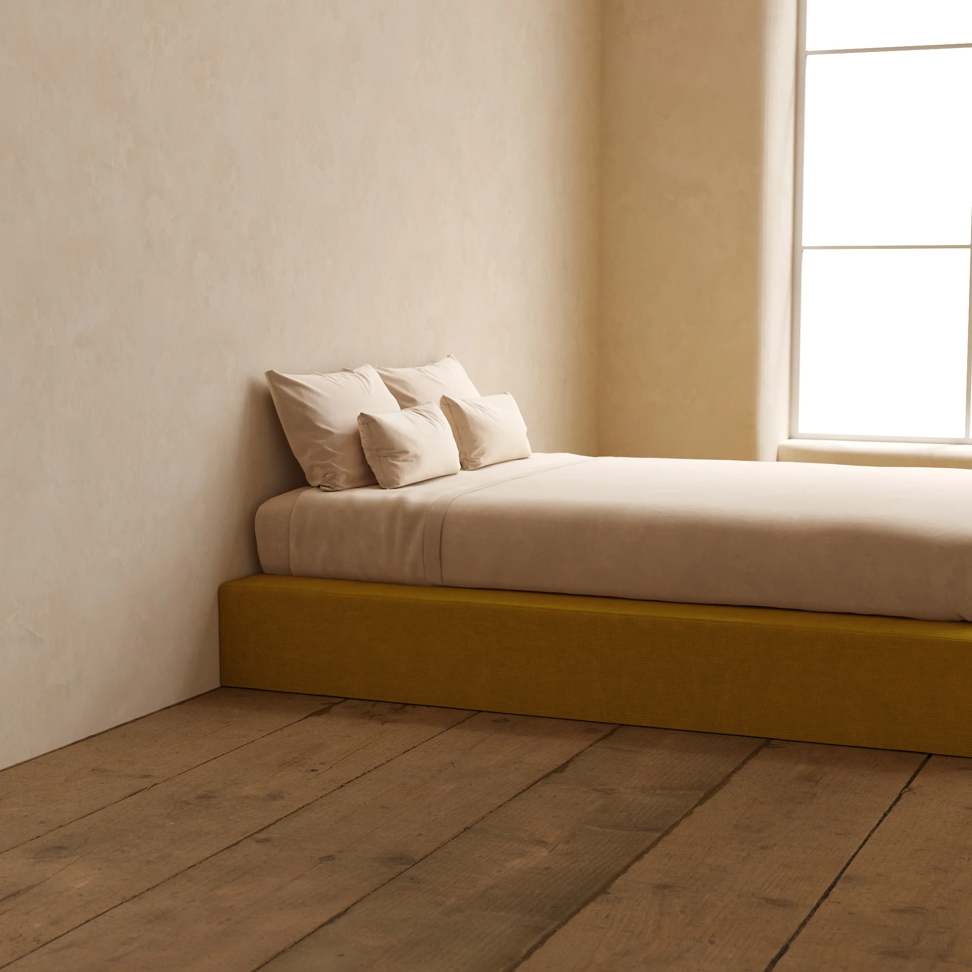 Queen Upholstered Platform Bed | Mizu Weave in Kiiro - Image 7
