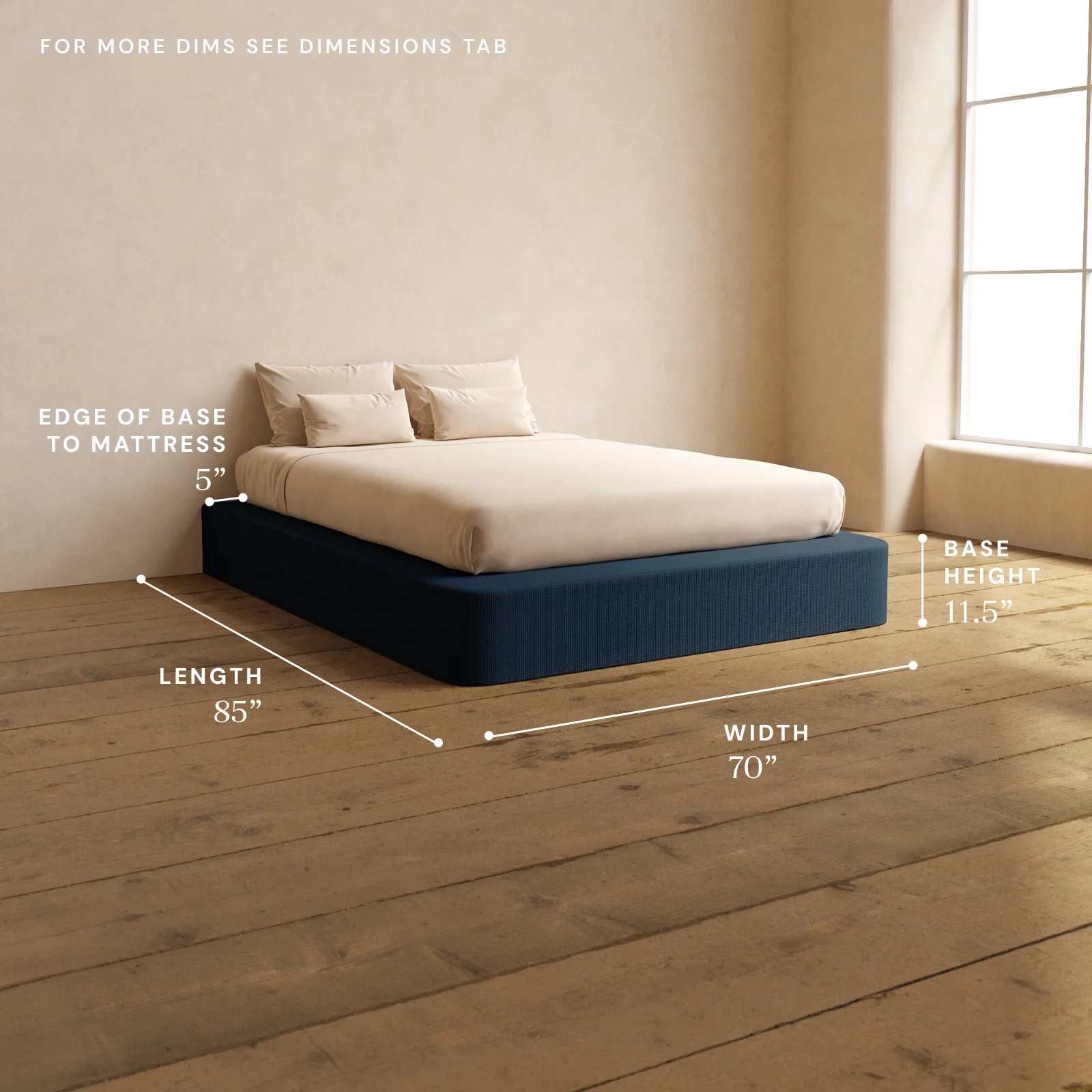 Queen Upholstered Platform Bed | Mizu Weave in Sumi - Image 5