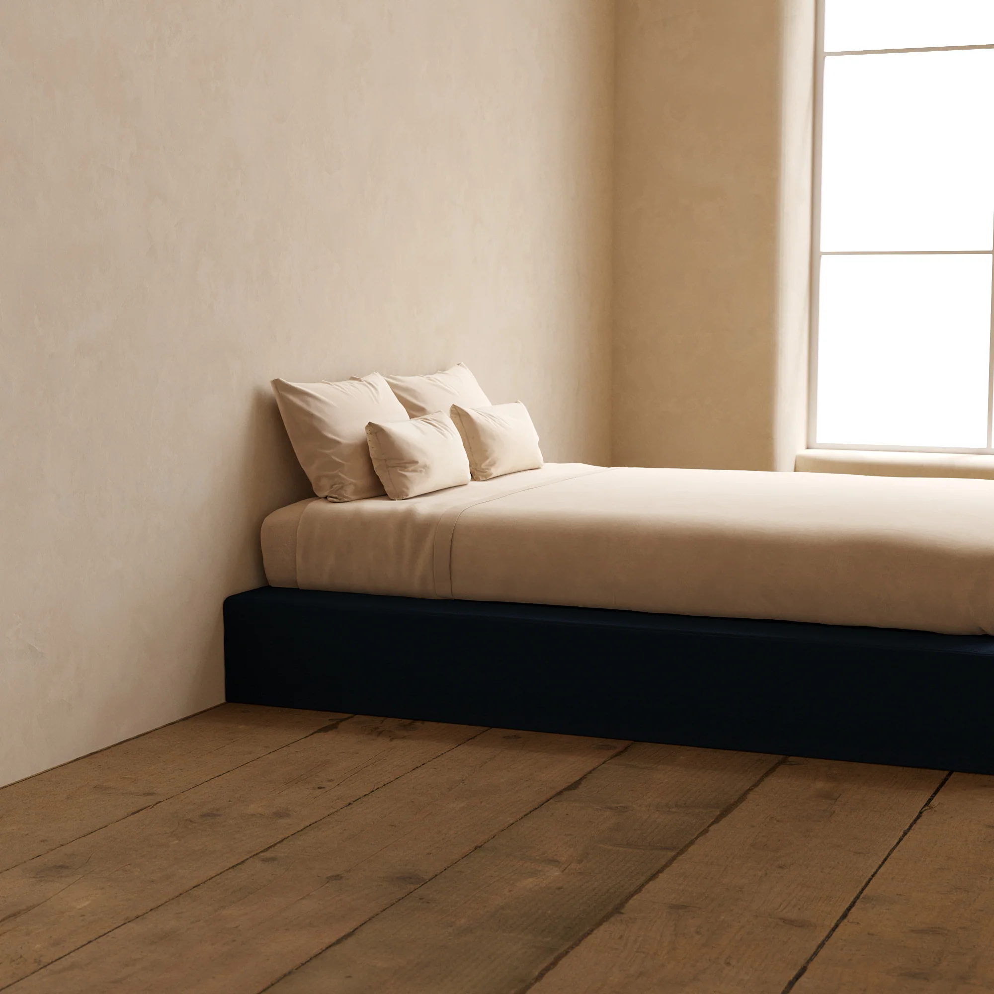 Queen Upholstered Platform Bed | Mizu Weave in Sumi - Image 7
