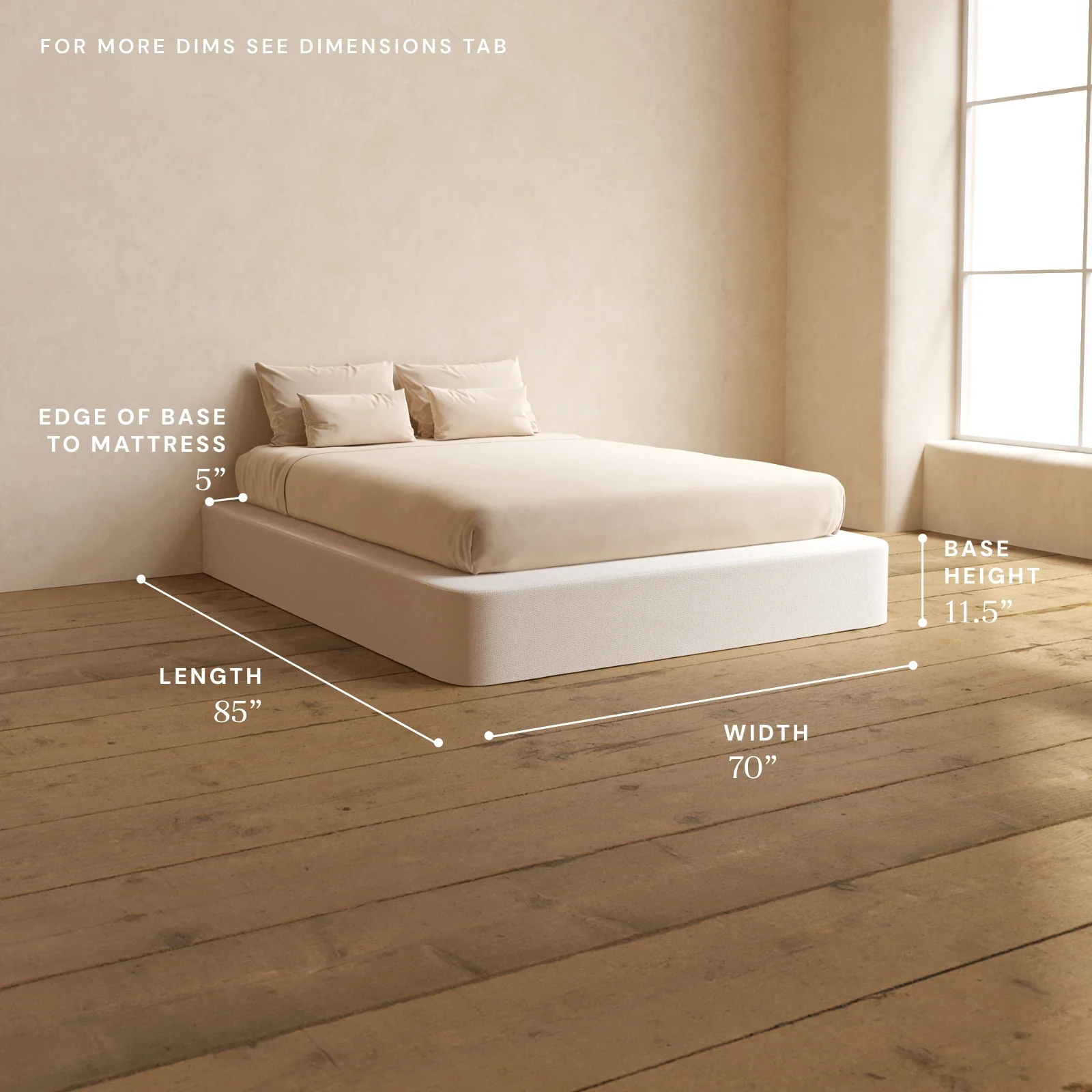 Queen Upholstered Platform Bed | Plush Weave in Eggshell - Image 5