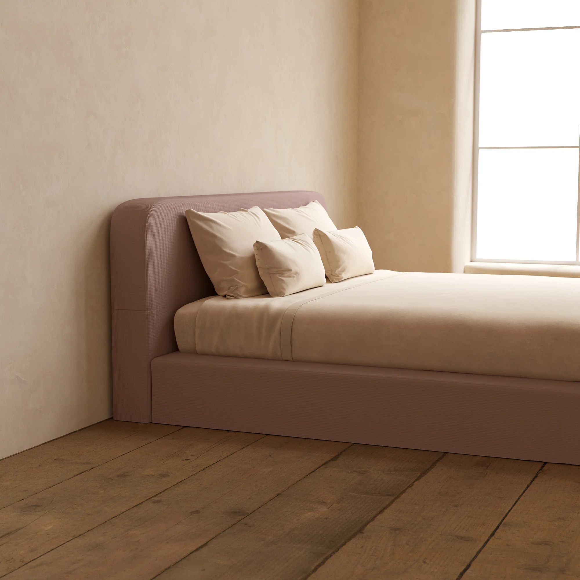Slipcover Only - King Upholstered Platform Bed + Headboard | Mizu Weave in Sakura - Image 5