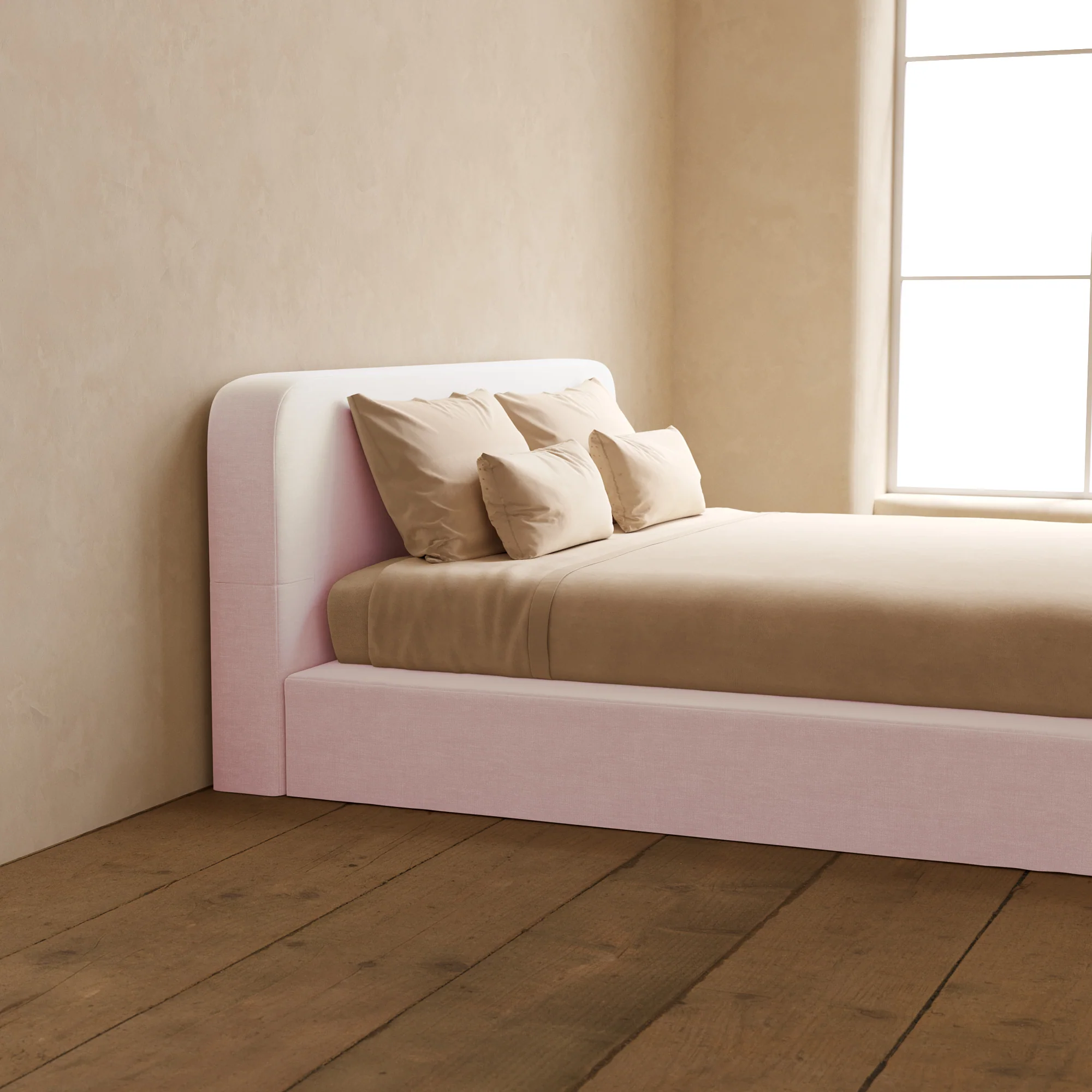 Slipcover Only - King Upholstered Platform Bed + Headboard | Mod Velvet in Coco - Image 5