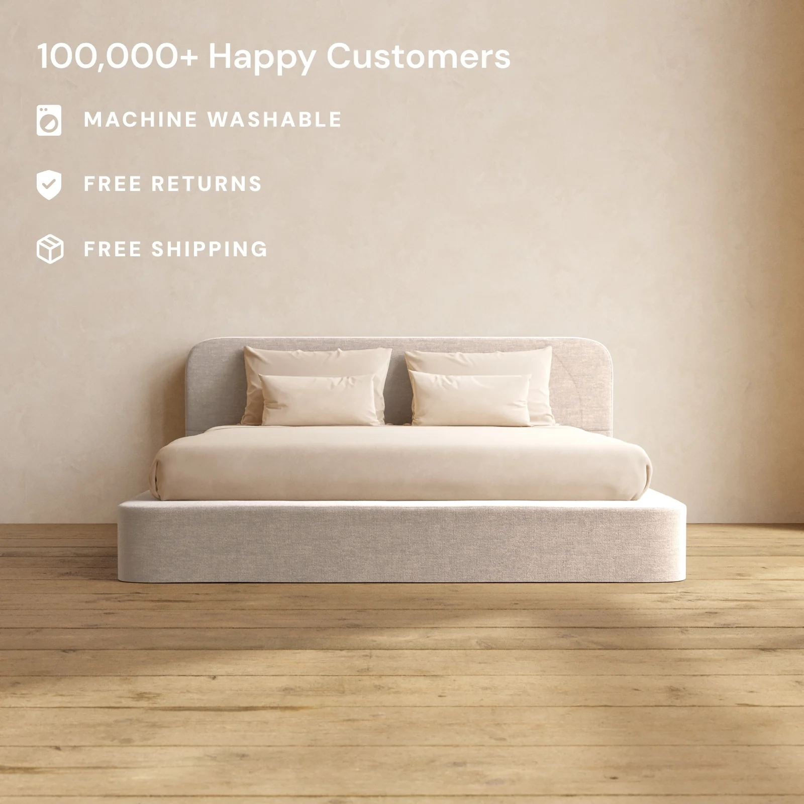 Slipcover Only - King Upholstered Platform Bed + Headboard | Mod Velvet in Mist - Image 2