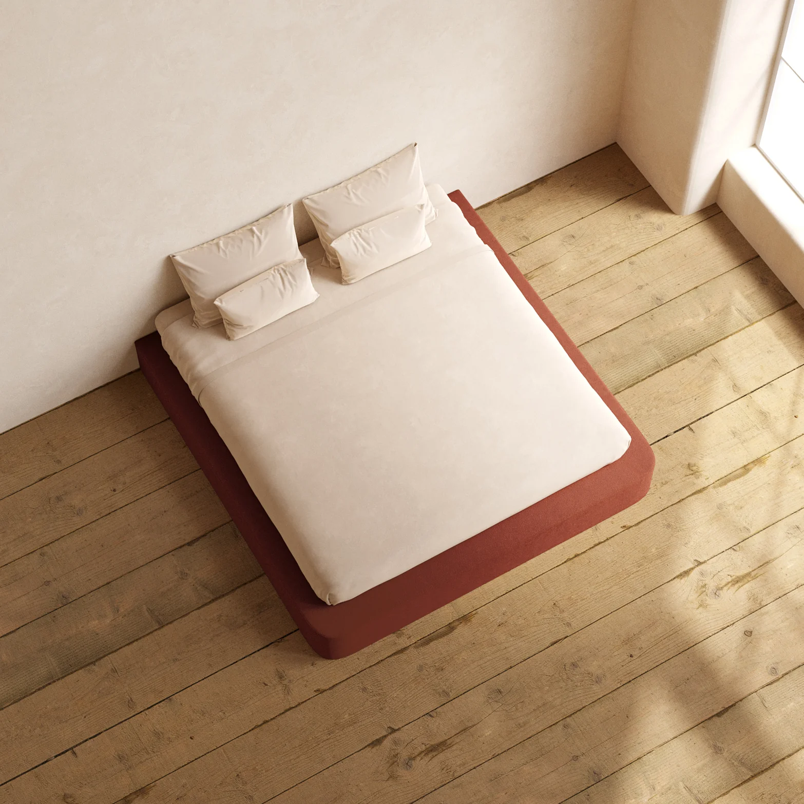 Slipcover Only - King Upholstered Platform Bed | Knit Velvet in Rust - Image 6
