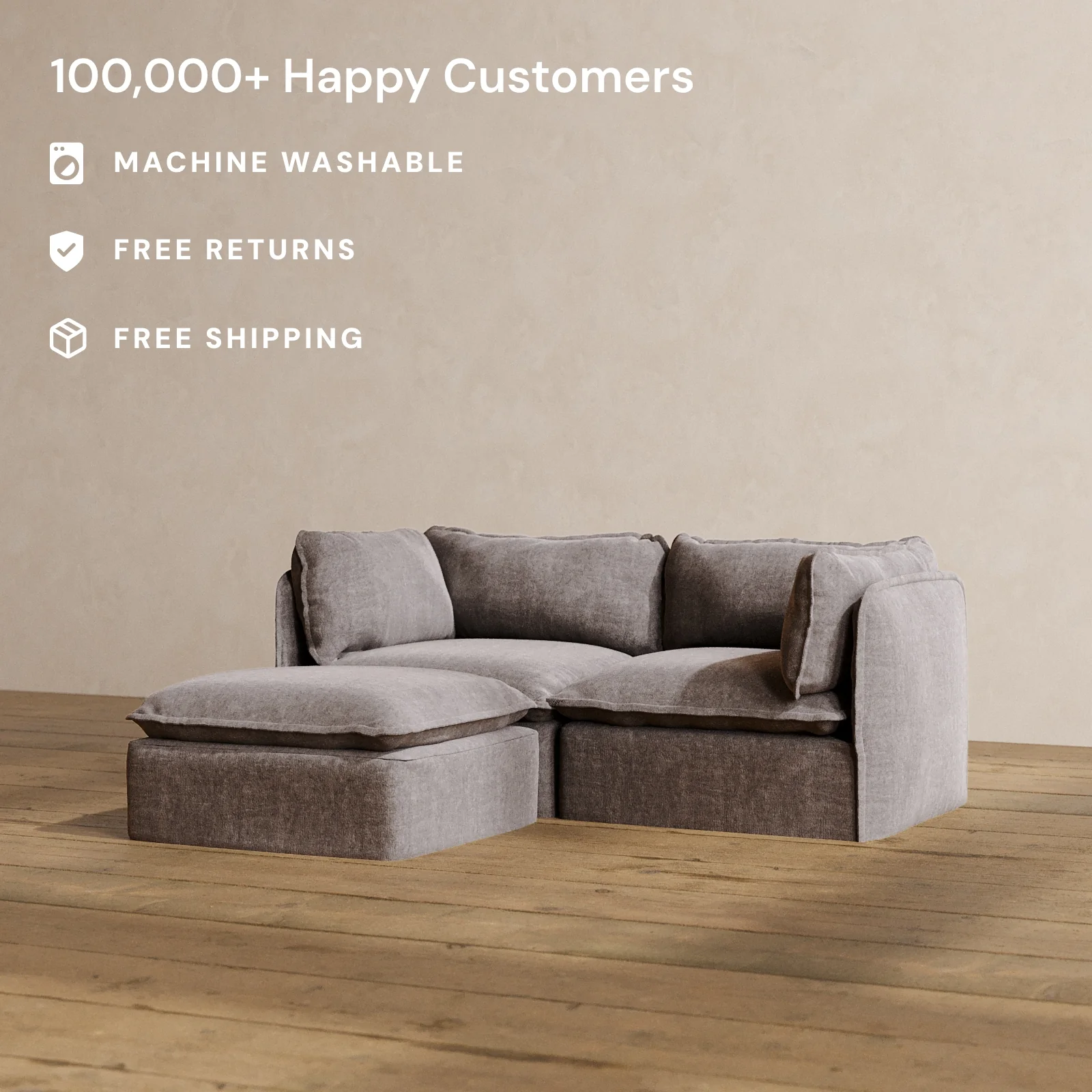 Slipcover Only - Modular Washable 2-Seater Sectional in Caviar - Image 2