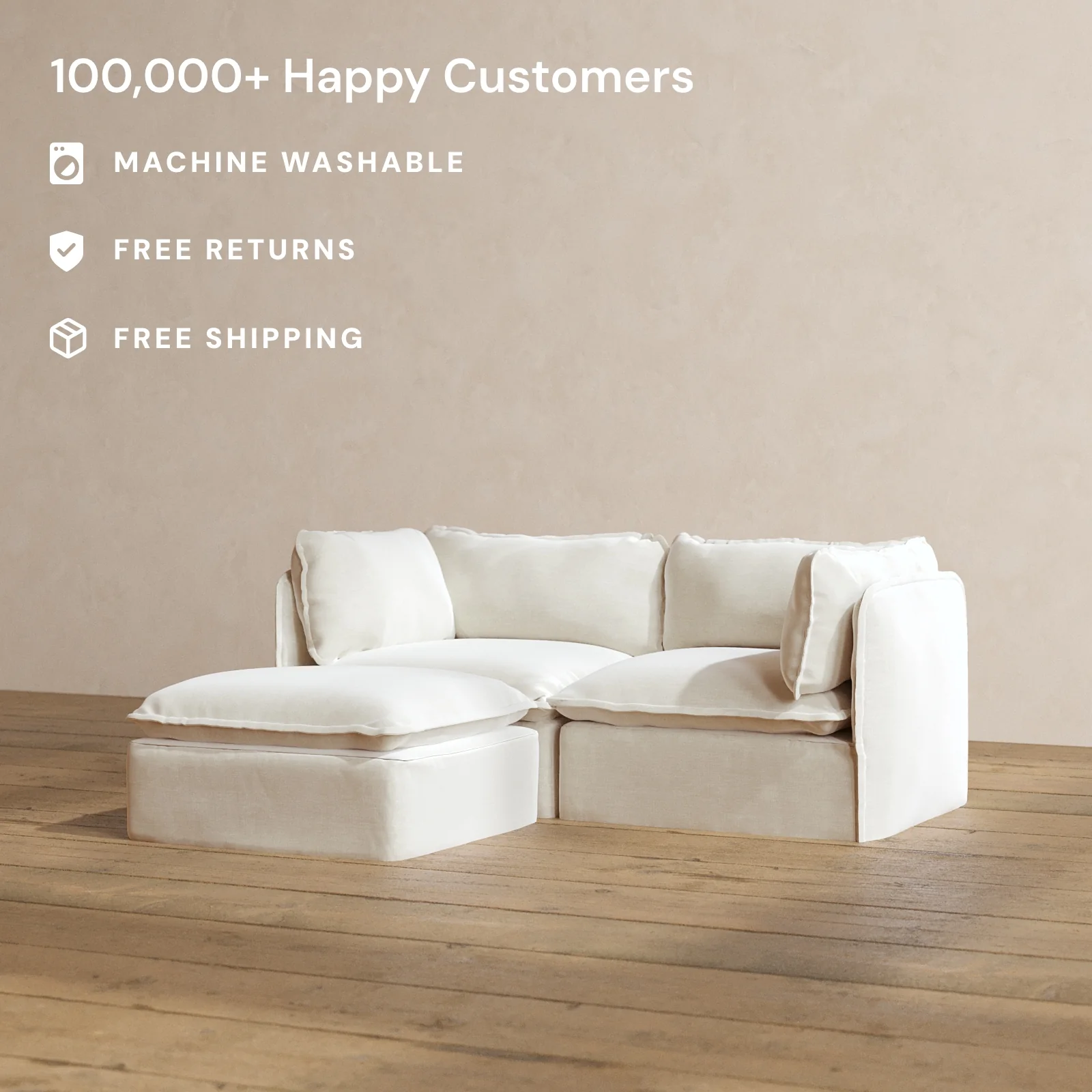 Slipcover Only - Modular Washable 2-Seater Sectional in Coco - Image 2