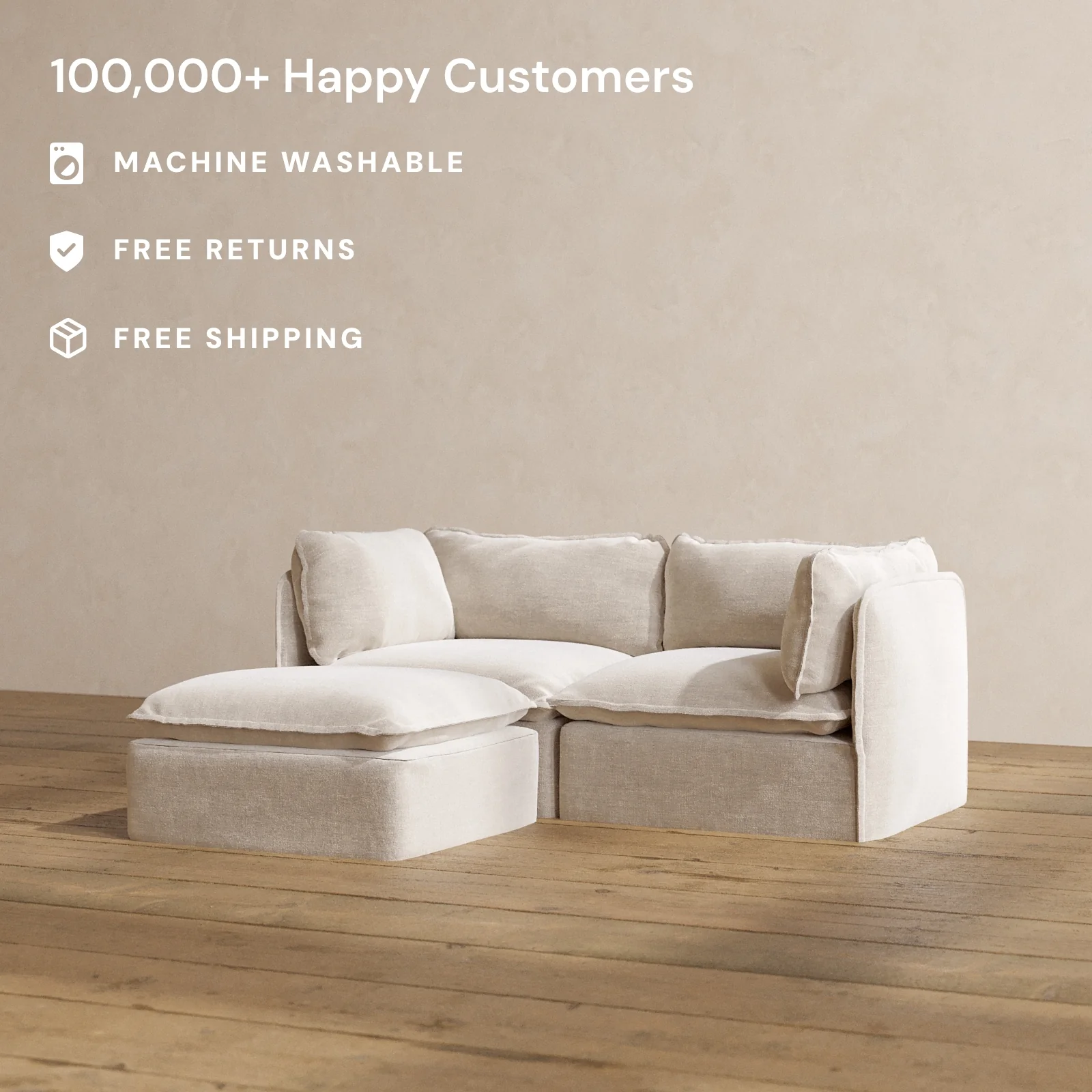 Slipcover Only - Modular Washable 2-Seater Sectional in Mist - Image 2