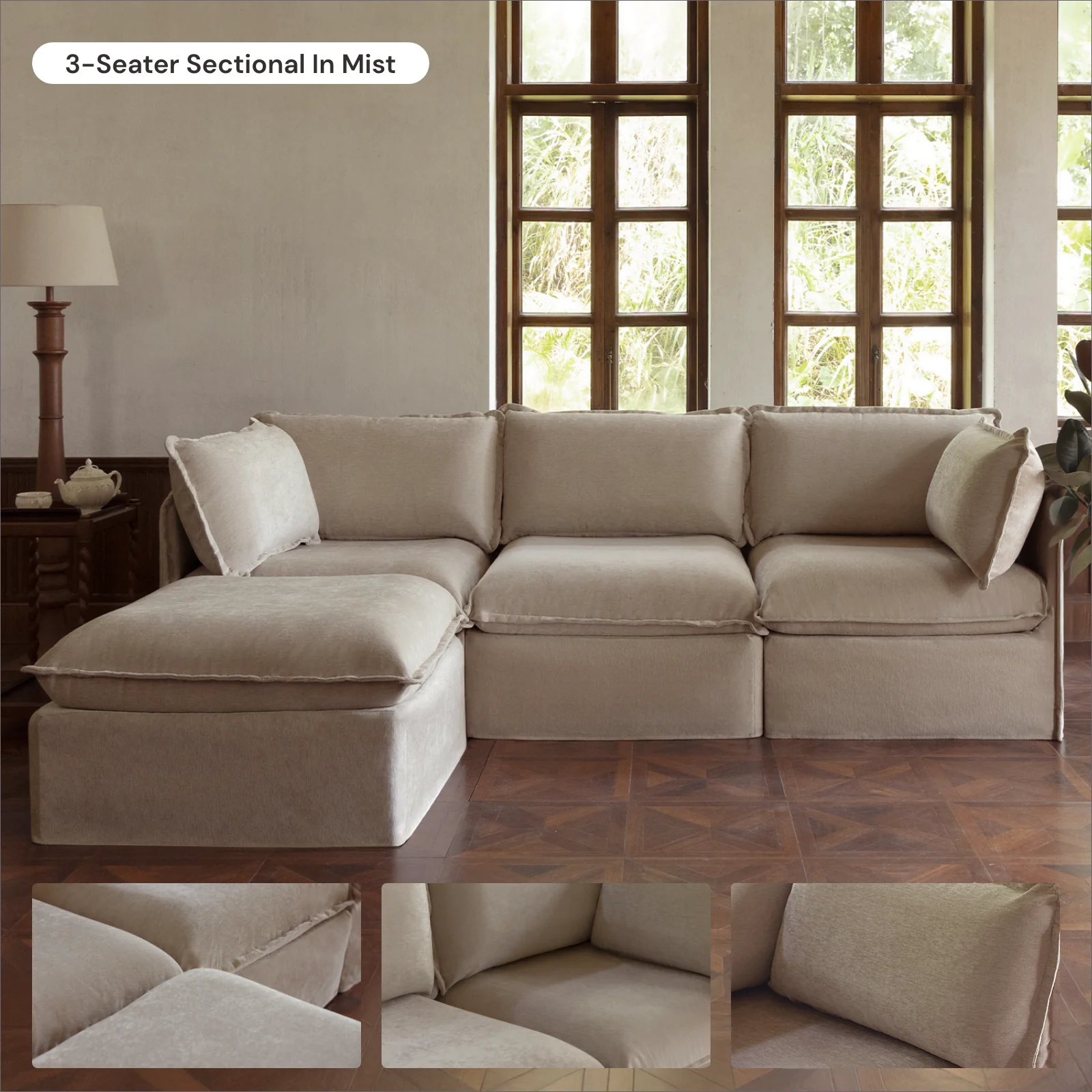 Slipcover Only - Modular Washable 2-Seater Sectional in Mist - Image 6