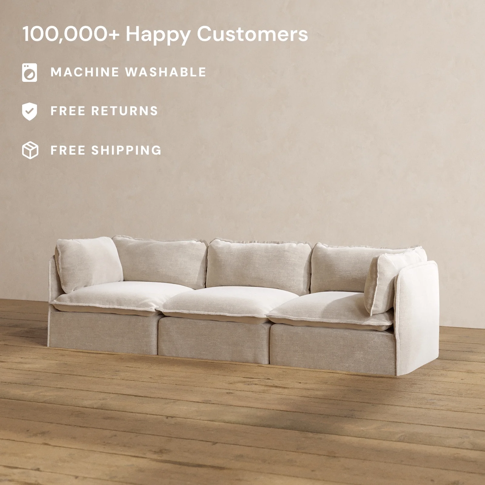 Slipcover Only - Modular Washable 3-Seater in Mist - Image 2