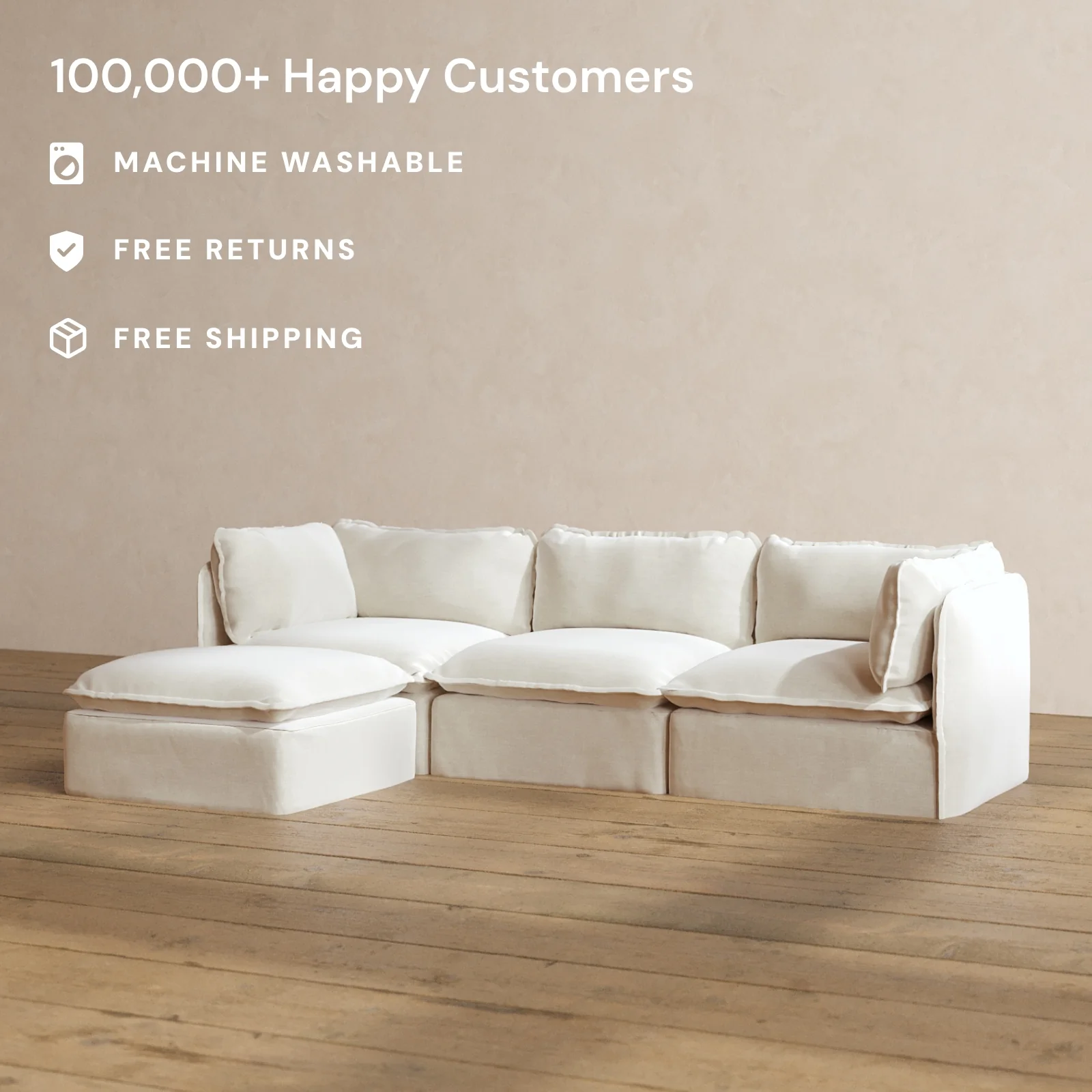 Slipcover Only - Modular Washable 3-Seater Sectional in Coco - Image 2