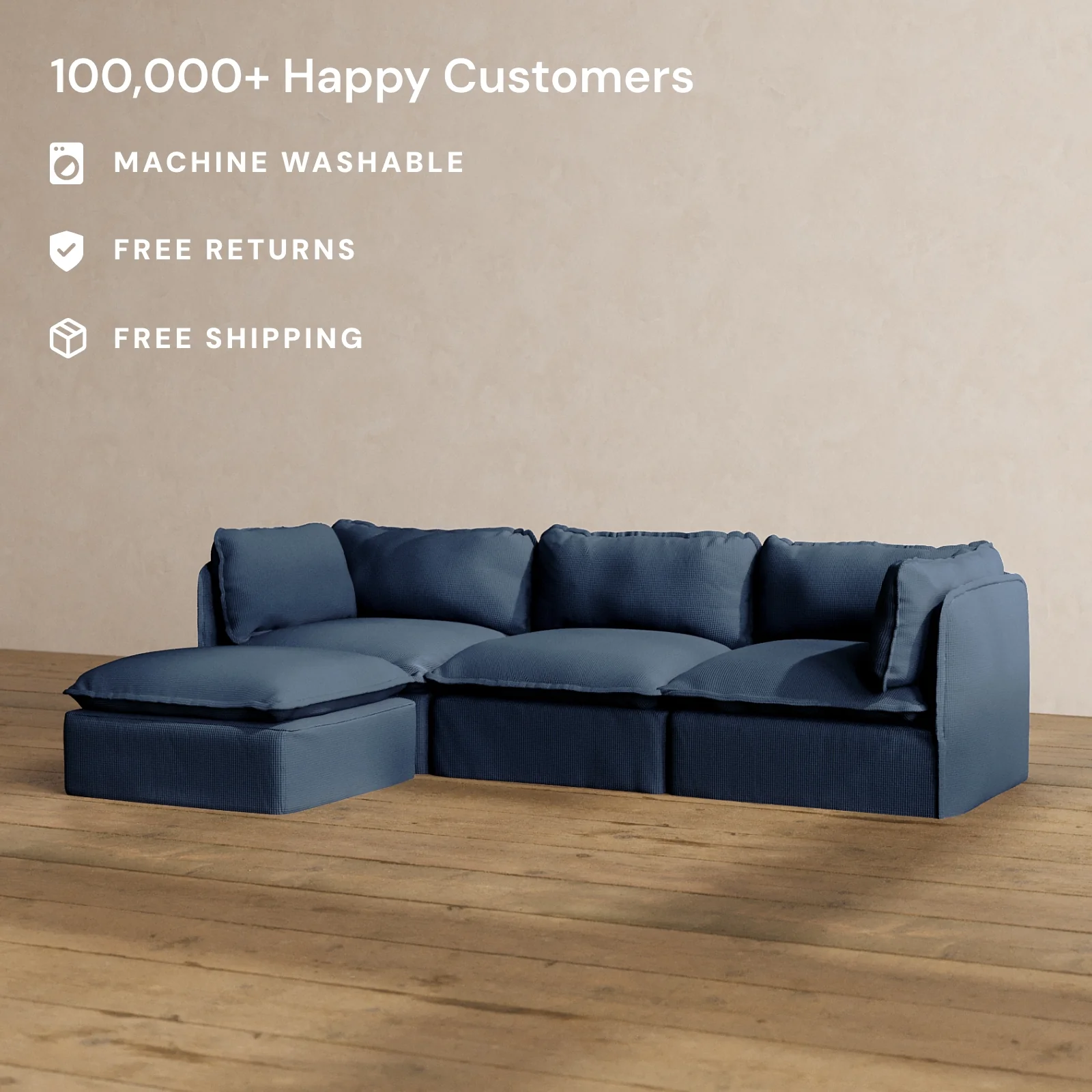 Slipcover Only - Modular Washable 3-Seater Sectional in Sumi - Image 2