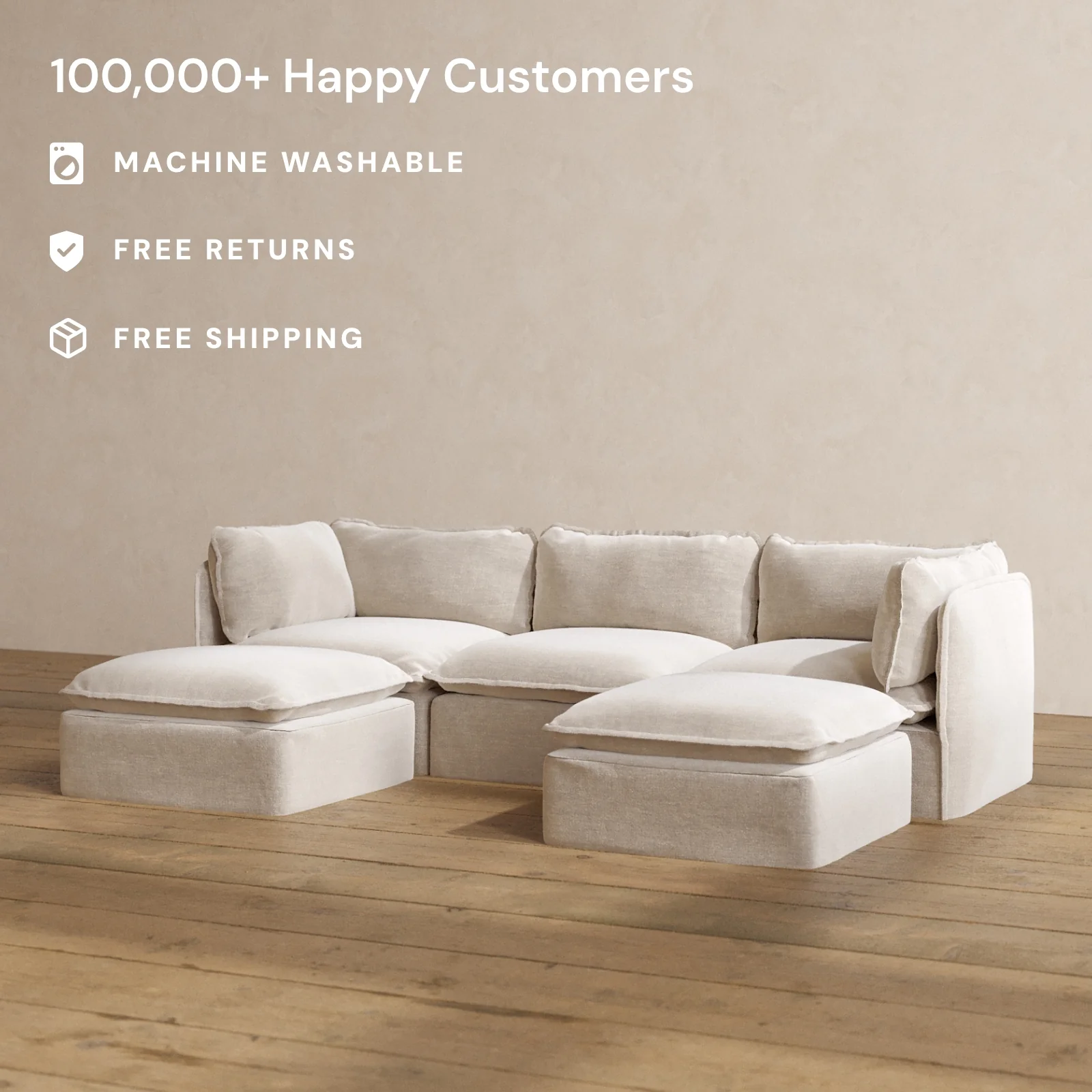 Slipcover Only - Modular Washable 3-Seater U-Sectional in Mist - Image 2
