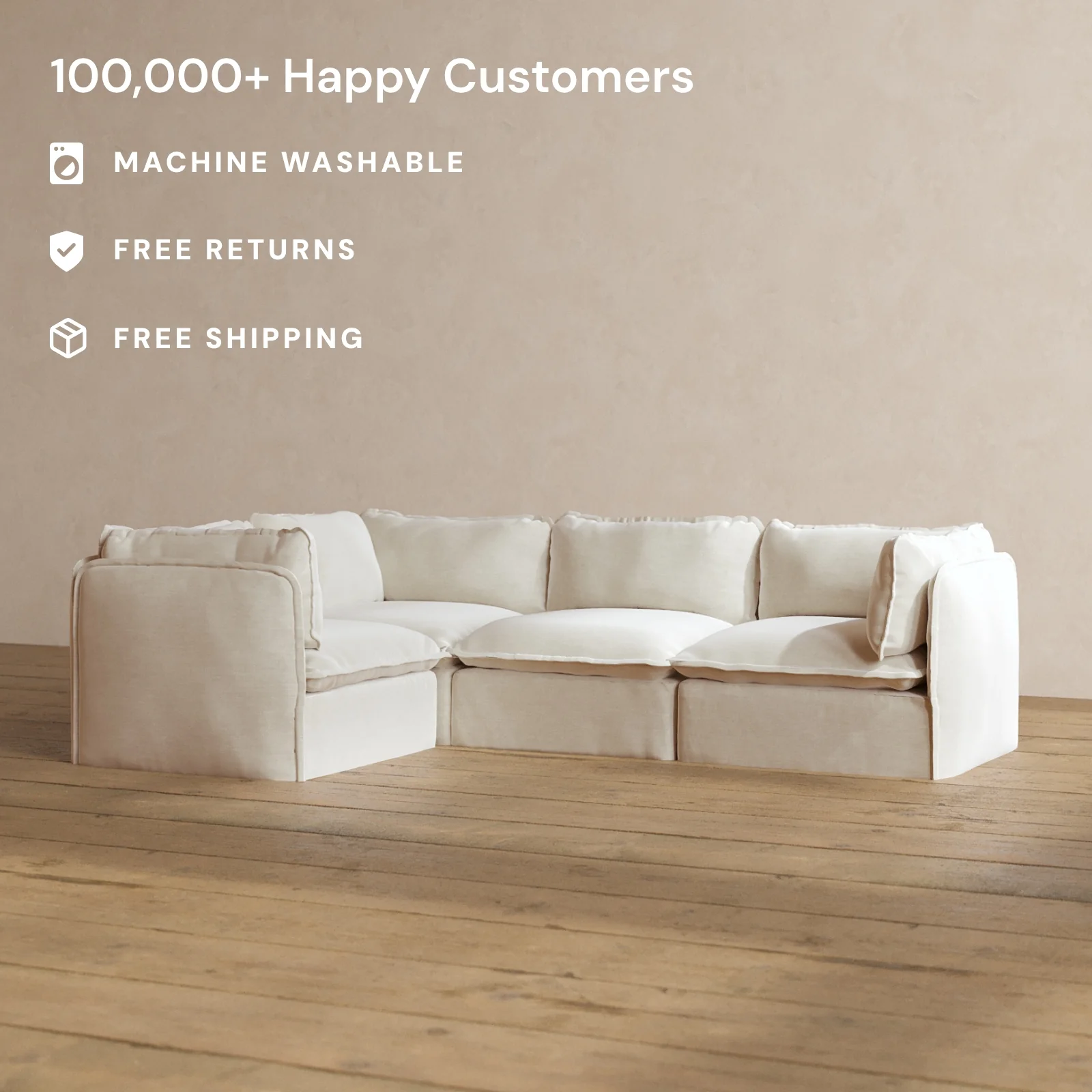 Slipcover Only - Modular Washable 4-Seater Corner Sectional in Coco - Image 2