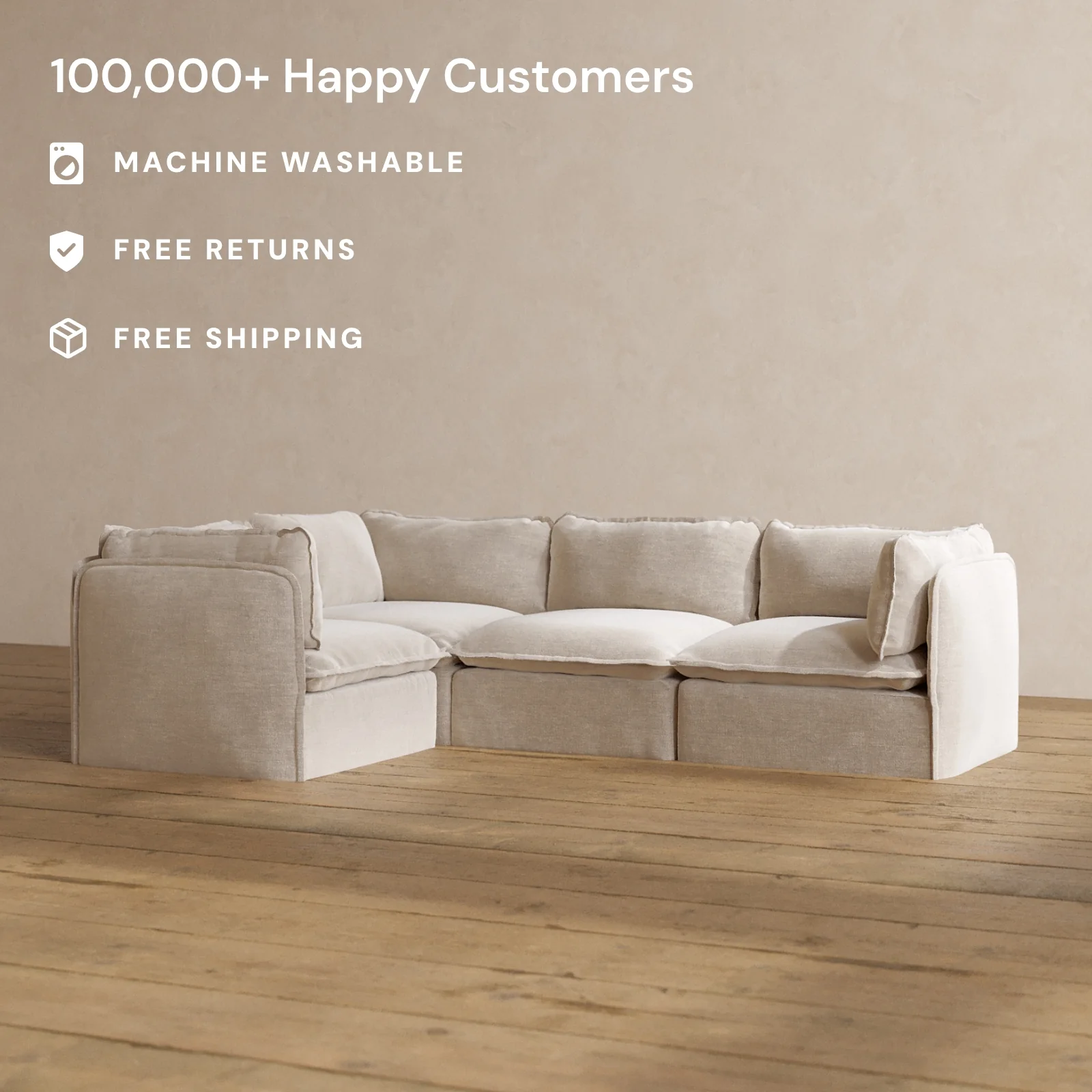 Slipcover Only - Modular Washable 4-Seater Corner Sectional in Mist - Image 2