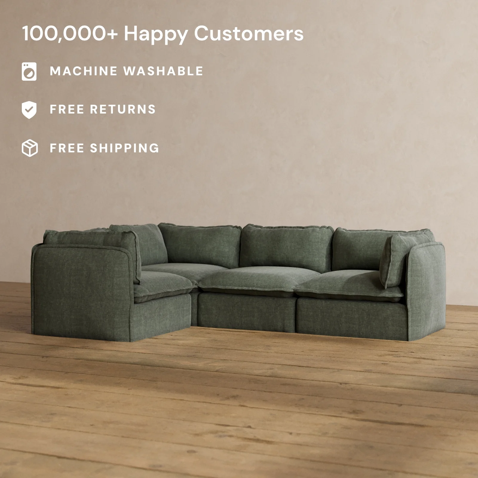 Slipcover Only - Modular Washable 4-Seater Corner Sectional in Willow - Image 2