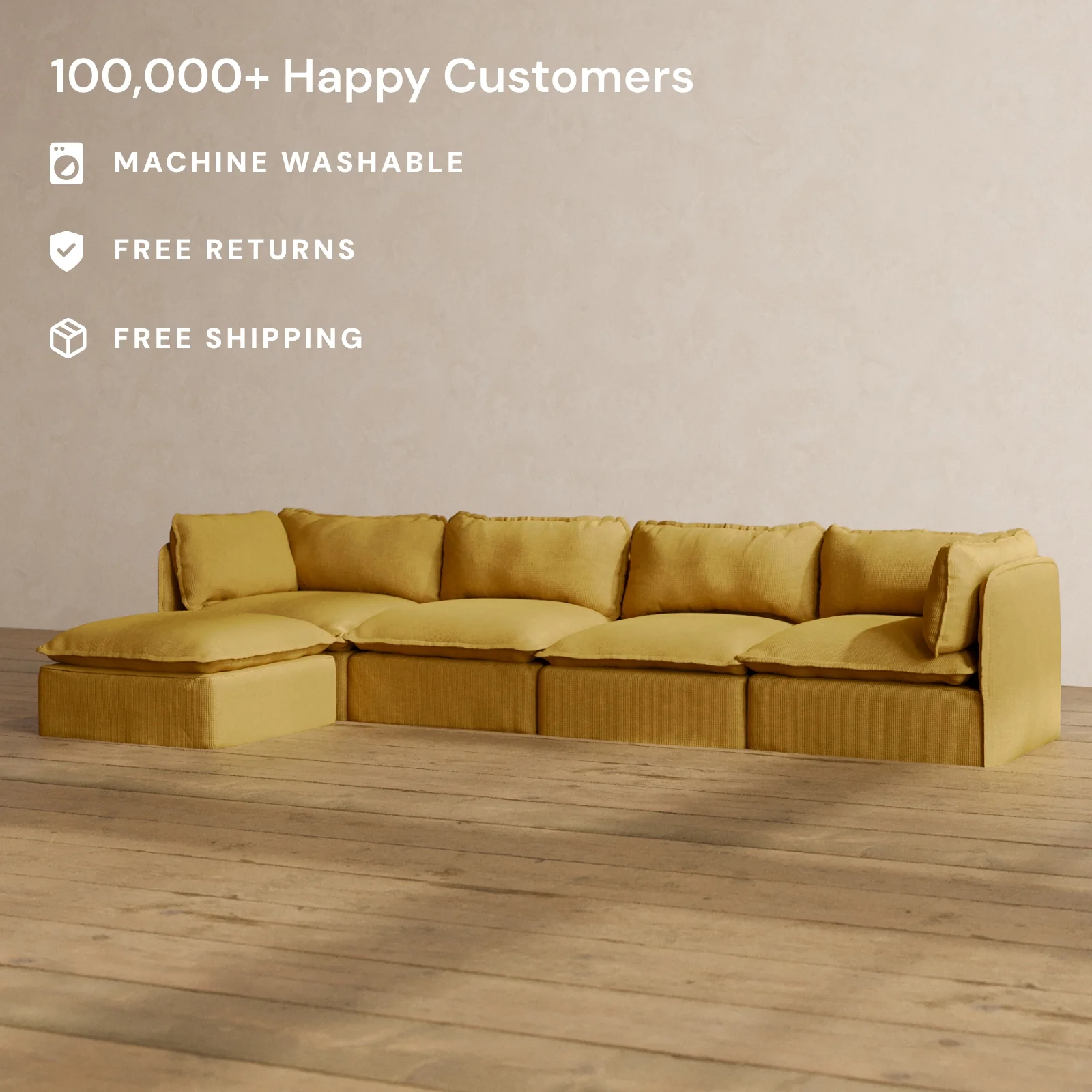 Slipcover Only - Modular Washable 4-Seater Sectional in Kiiro - Image 2