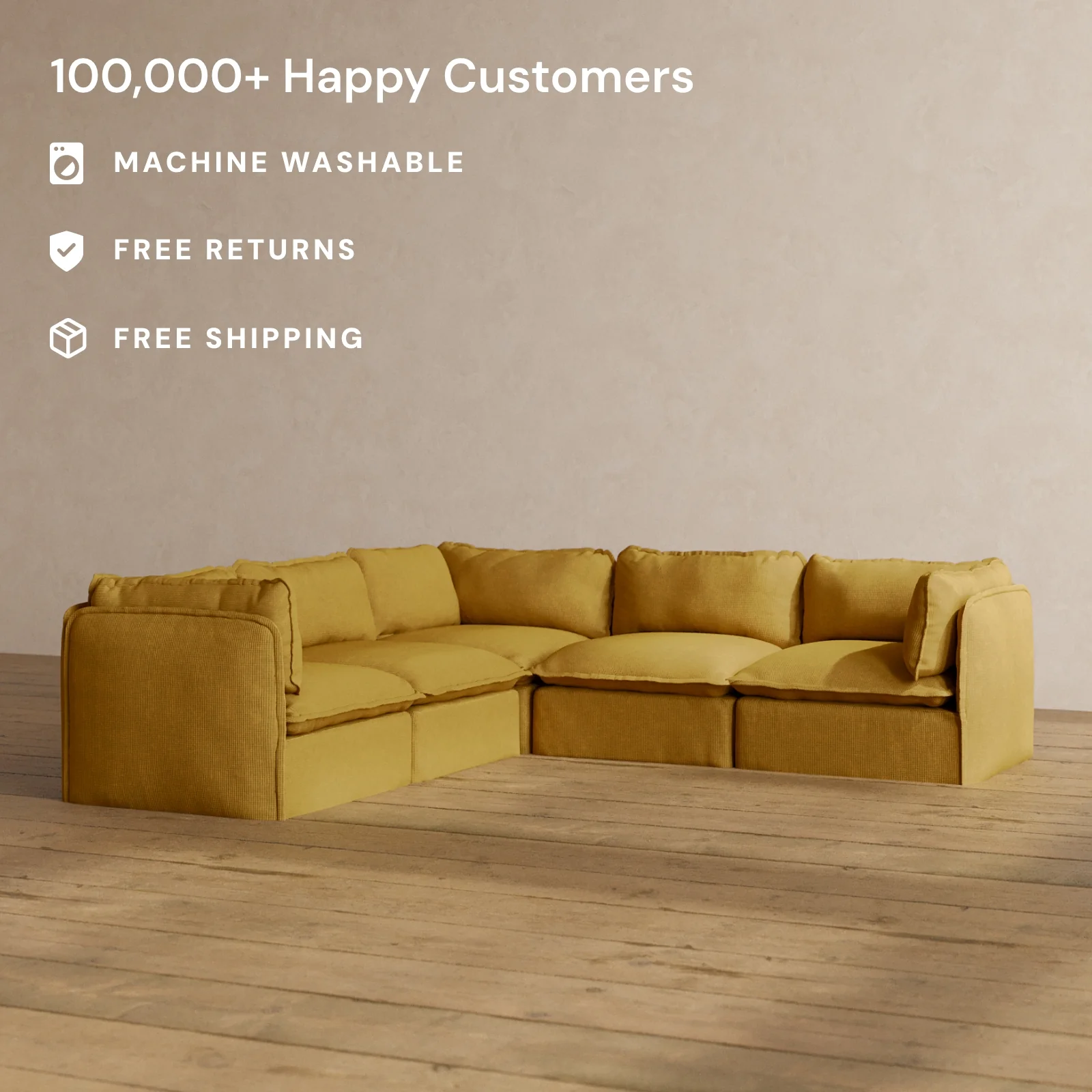Slipcover Only - Modular Washable 5-Seater Corner Sectional in Kiiro - Image 2
