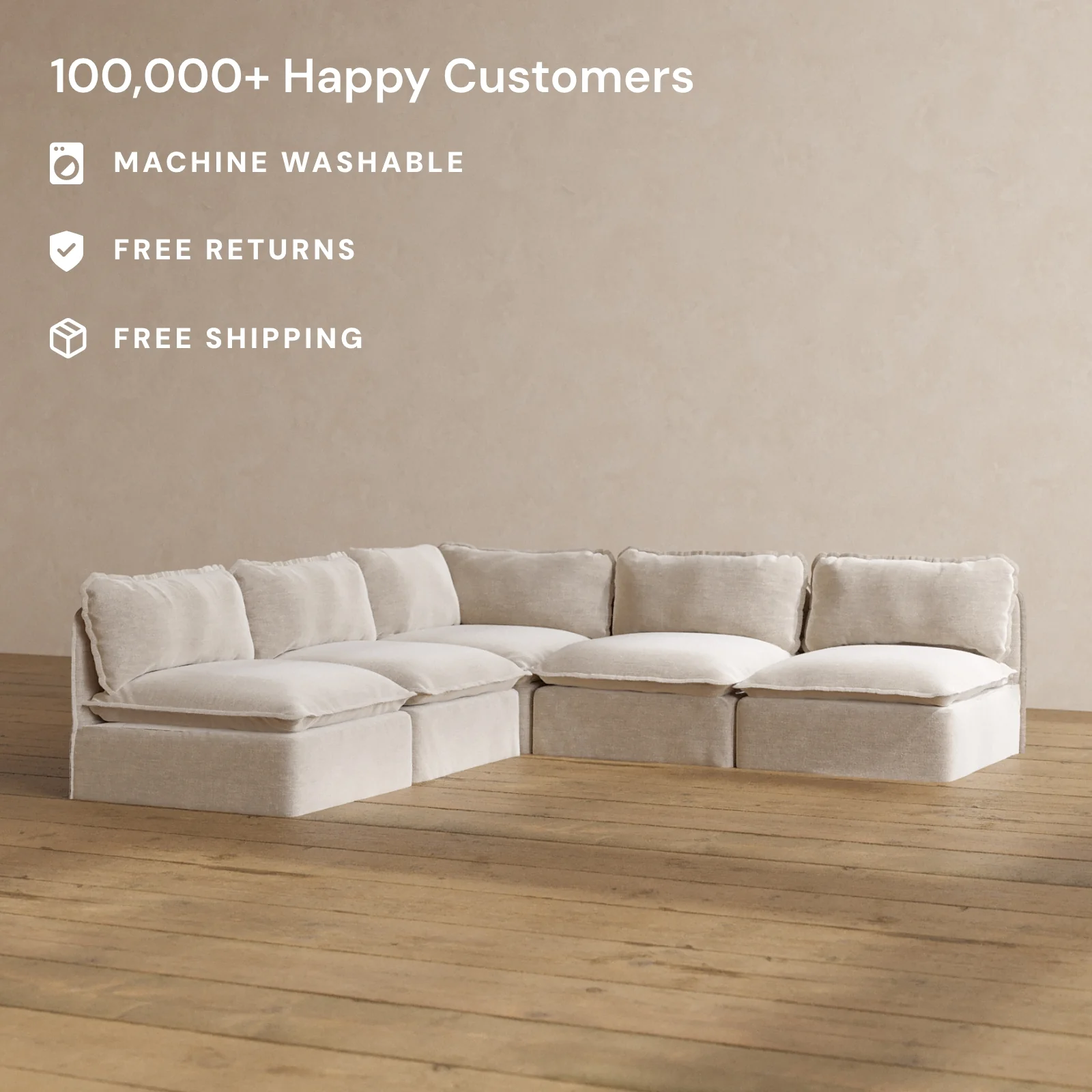 Slipcover Only - Modular Washable 5-Seater Open-Ends Corner Sectional in Mist - Image 2