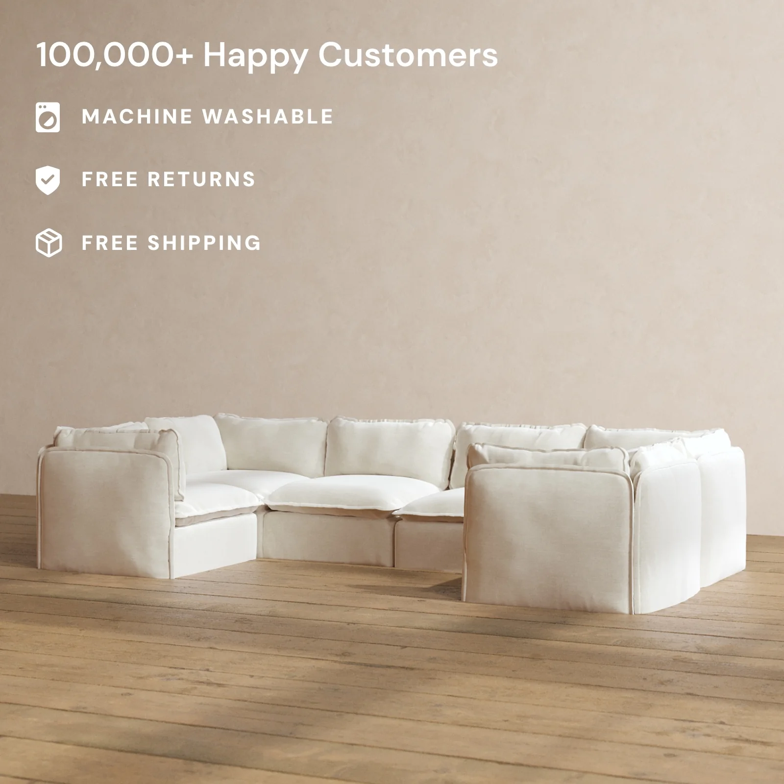 Slipcover Only - Modular Washable 6-Seater U-Sectional in Coco - Image 2