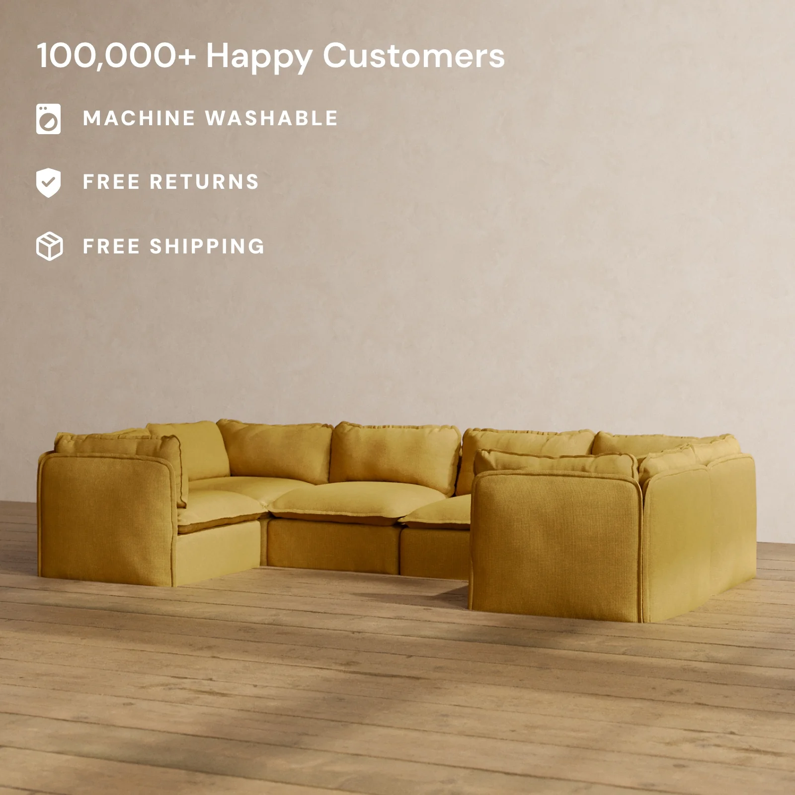 Slipcover Only - Modular Washable 6-Seater U-Sectional in Kiiro - Image 2