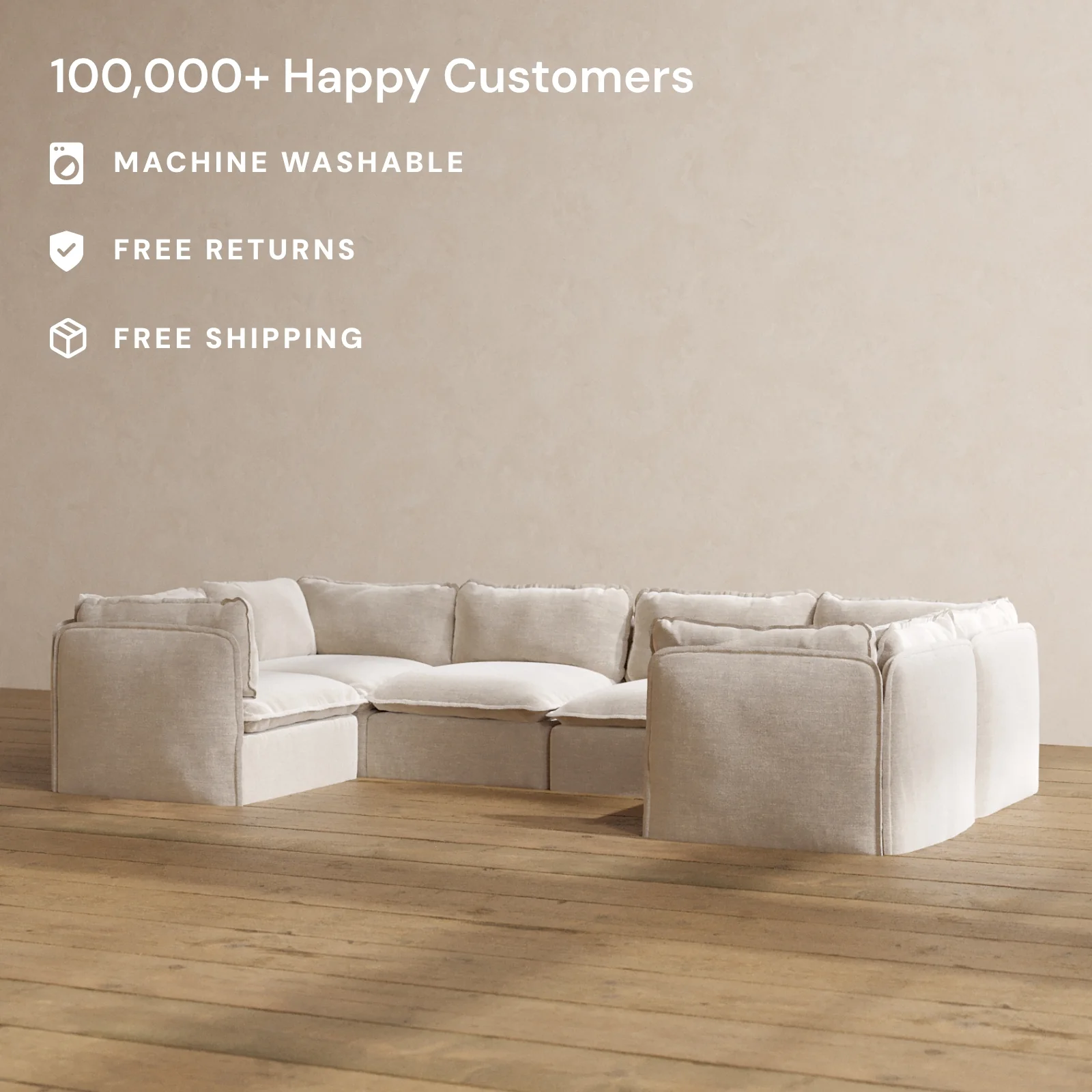 Slipcover Only - Modular Washable 6-Seater U-Sectional in Mist - Image 2