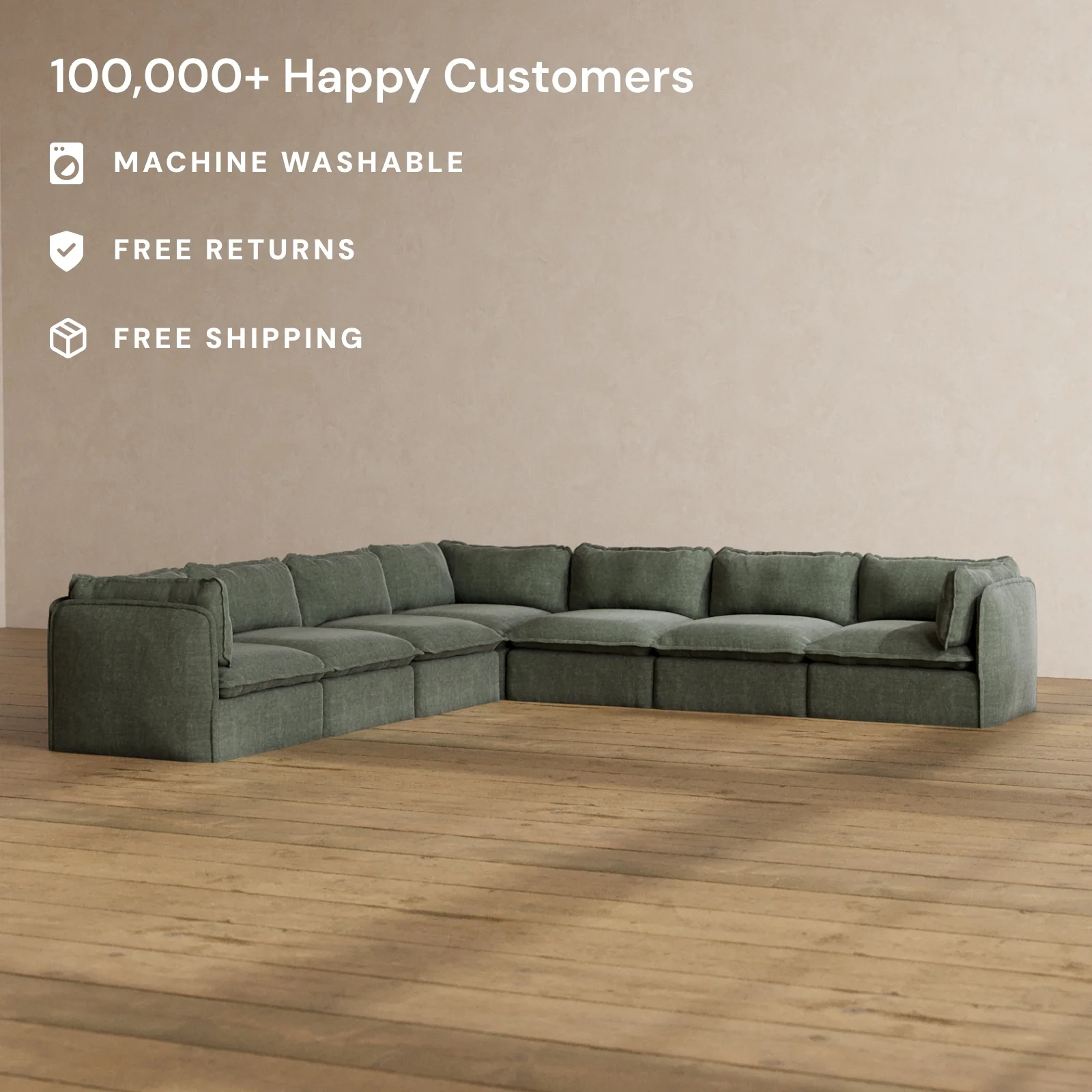 Slipcover Only - Modular Washable 7-Seater Corner Sectional in Willow - Image 2