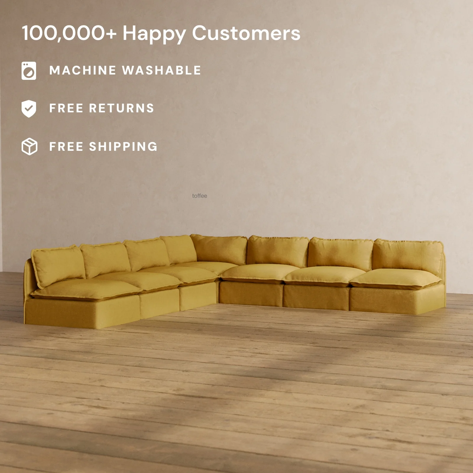 Slipcover Only - Modular Washable 7-Seater Open-Ends Corner Sectional in Kiiro - Image 2