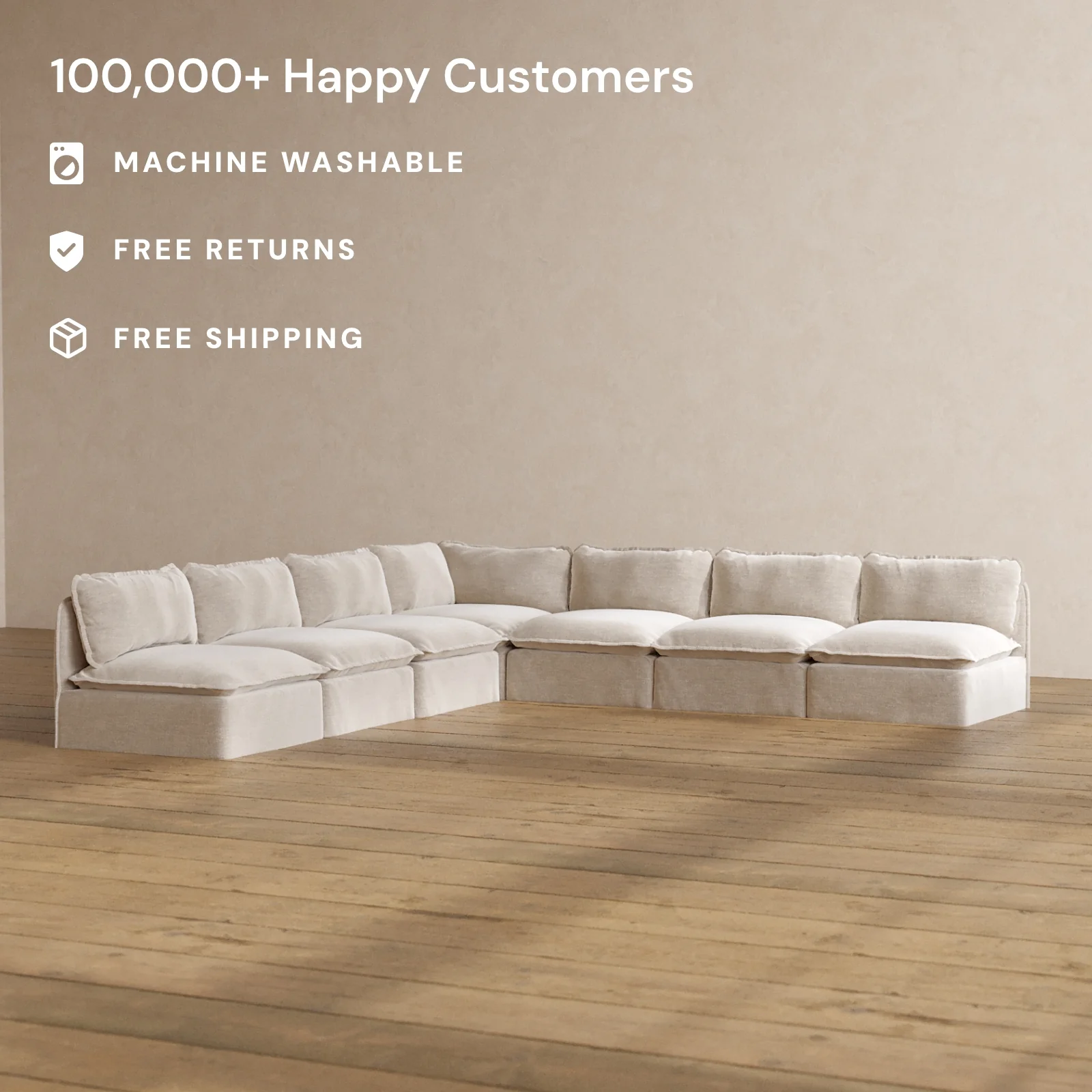 Slipcover Only - Modular Washable 7-Seater Open-Ends Corner Sectional in Mist - Image 2