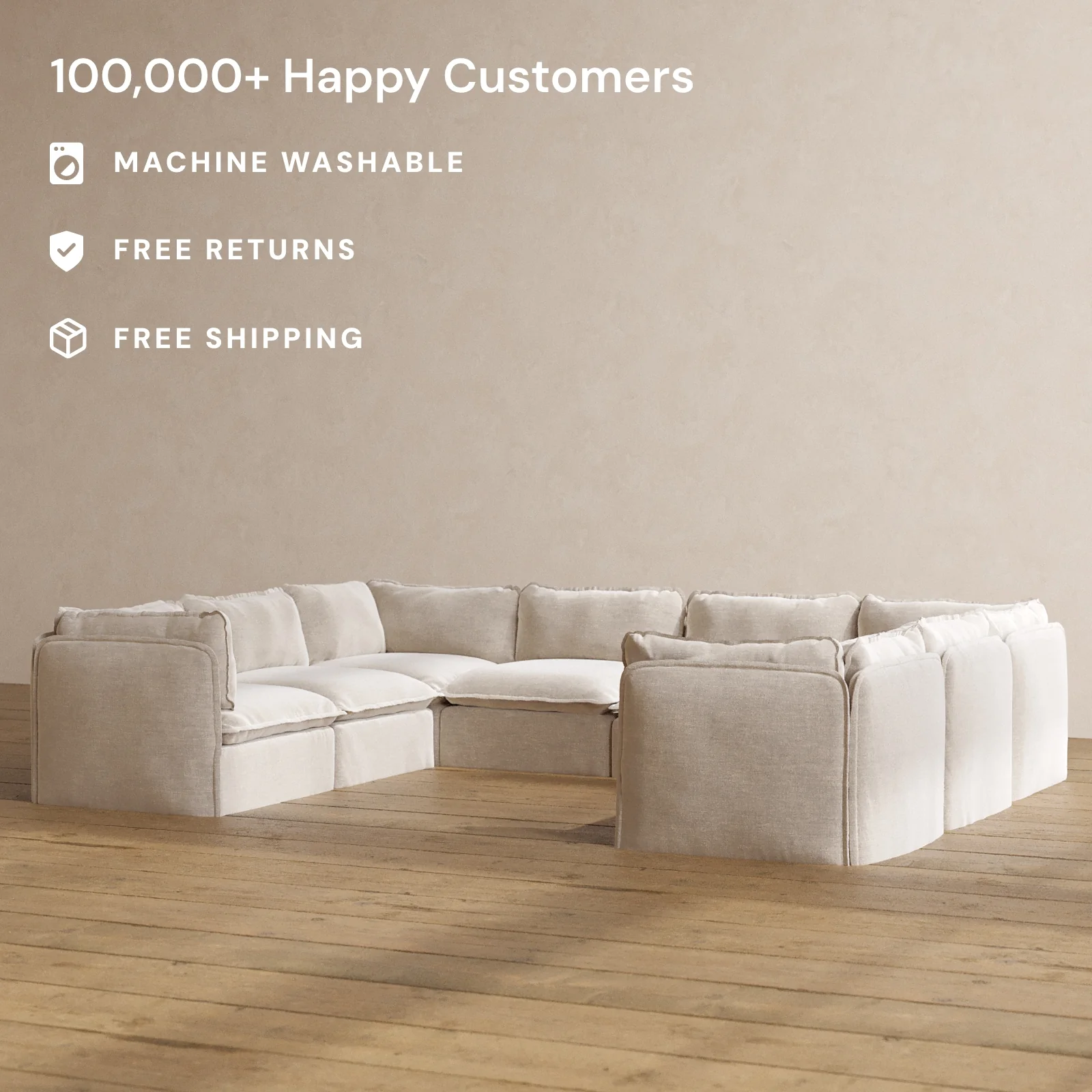 Slipcover Only - Modular Washable 8-Seater U-Sectional in Mist - Image 2