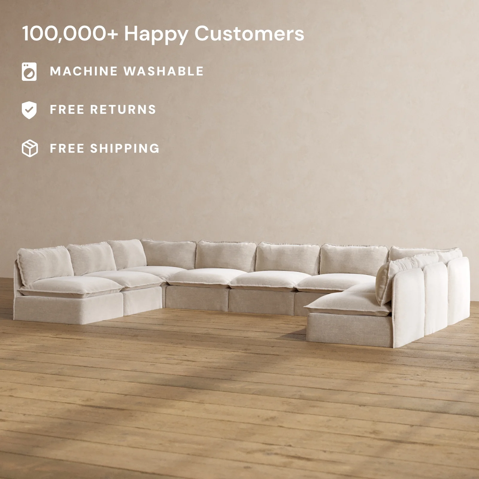 Slipcover Only - Modular Washable 9-Seater Open-Ends U-Sectional in Mist - Image 2