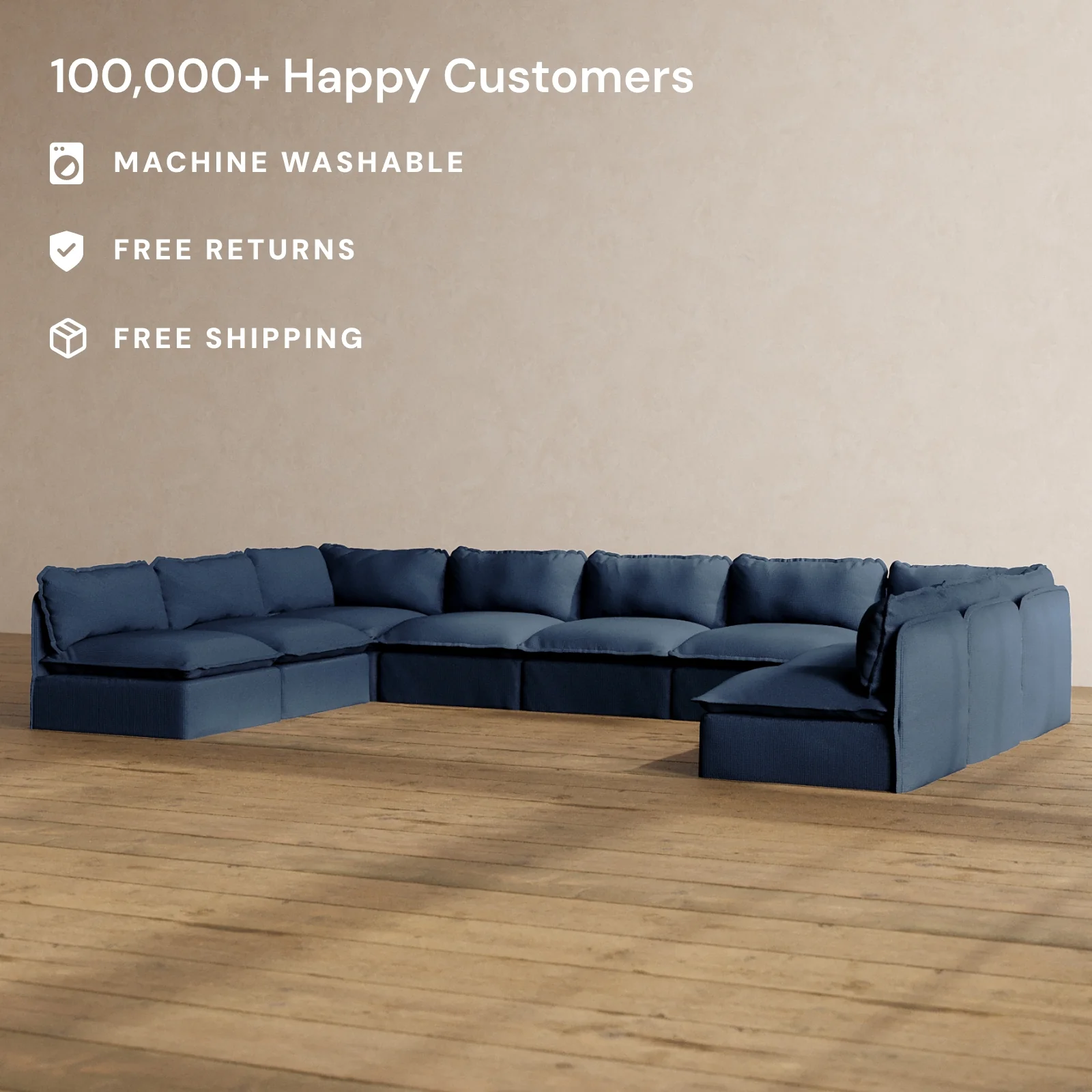 Slipcover Only - Modular Washable 9-Seater Open-Ends U-Sectional in Sumi - Image 2