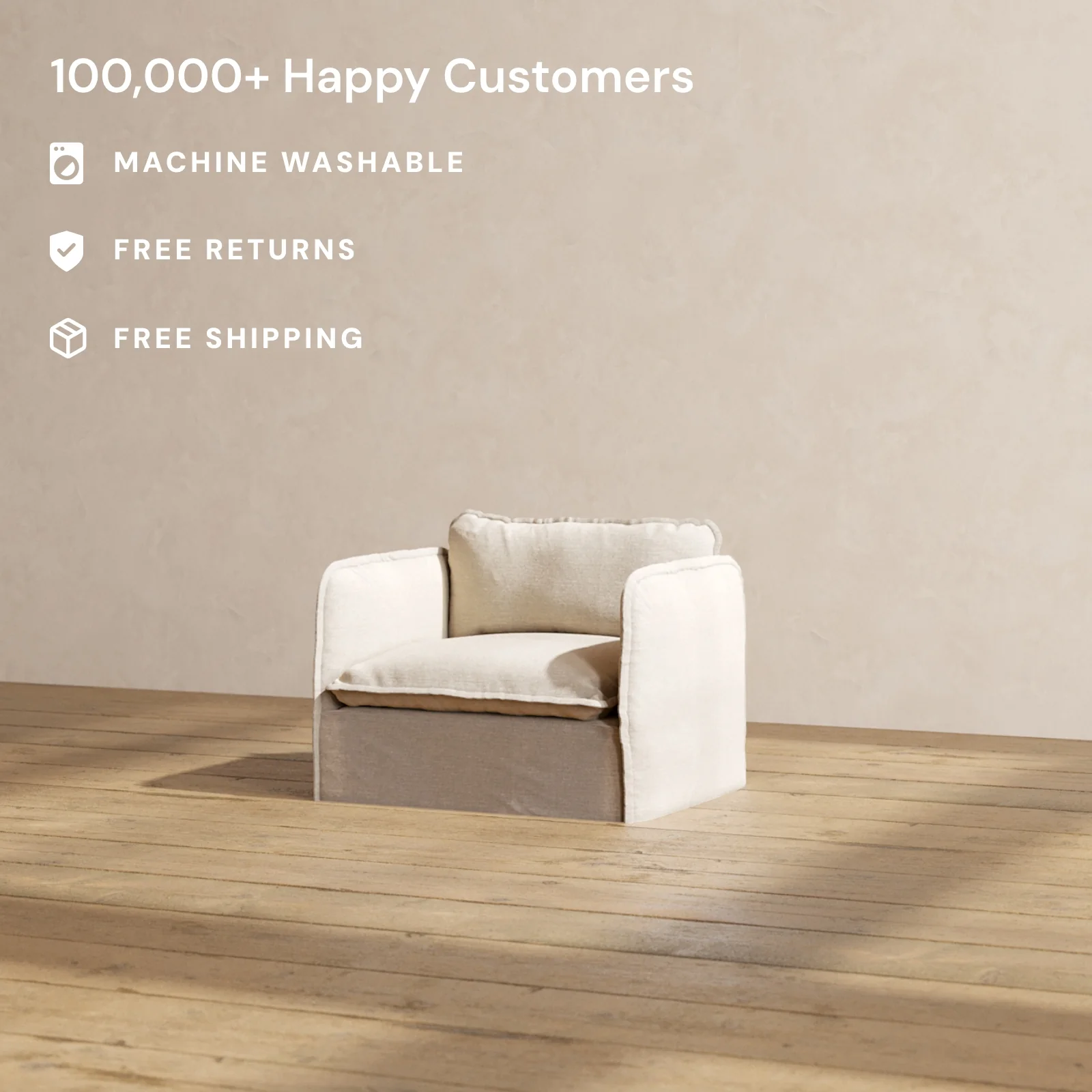 Slipcover Only - Modular Washable Armchair in Oat - Image 2
