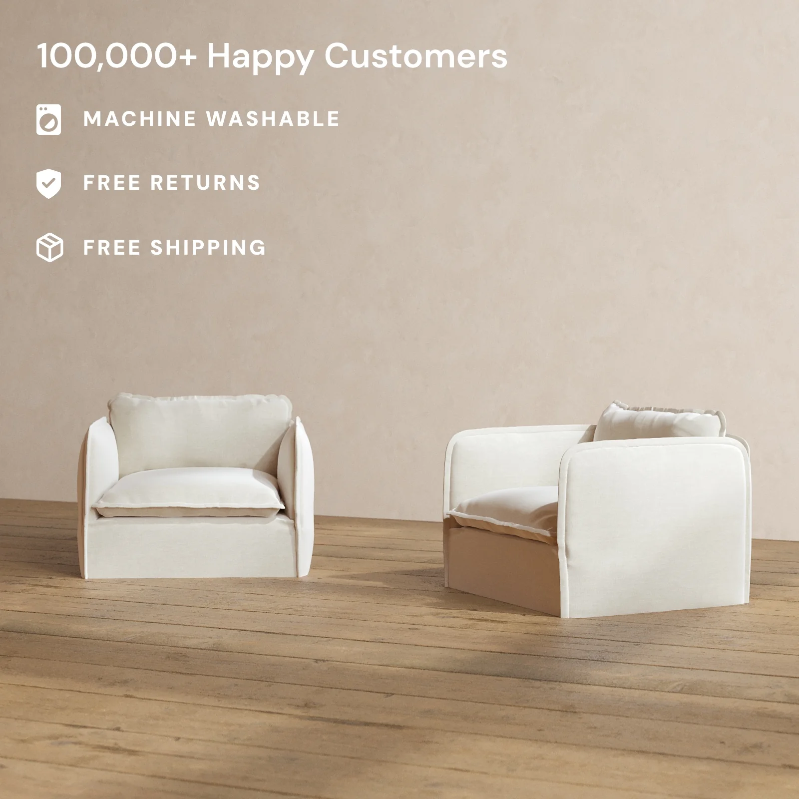 Slipcover Only - Modular Washable Armchair Set in Coco - Image 2