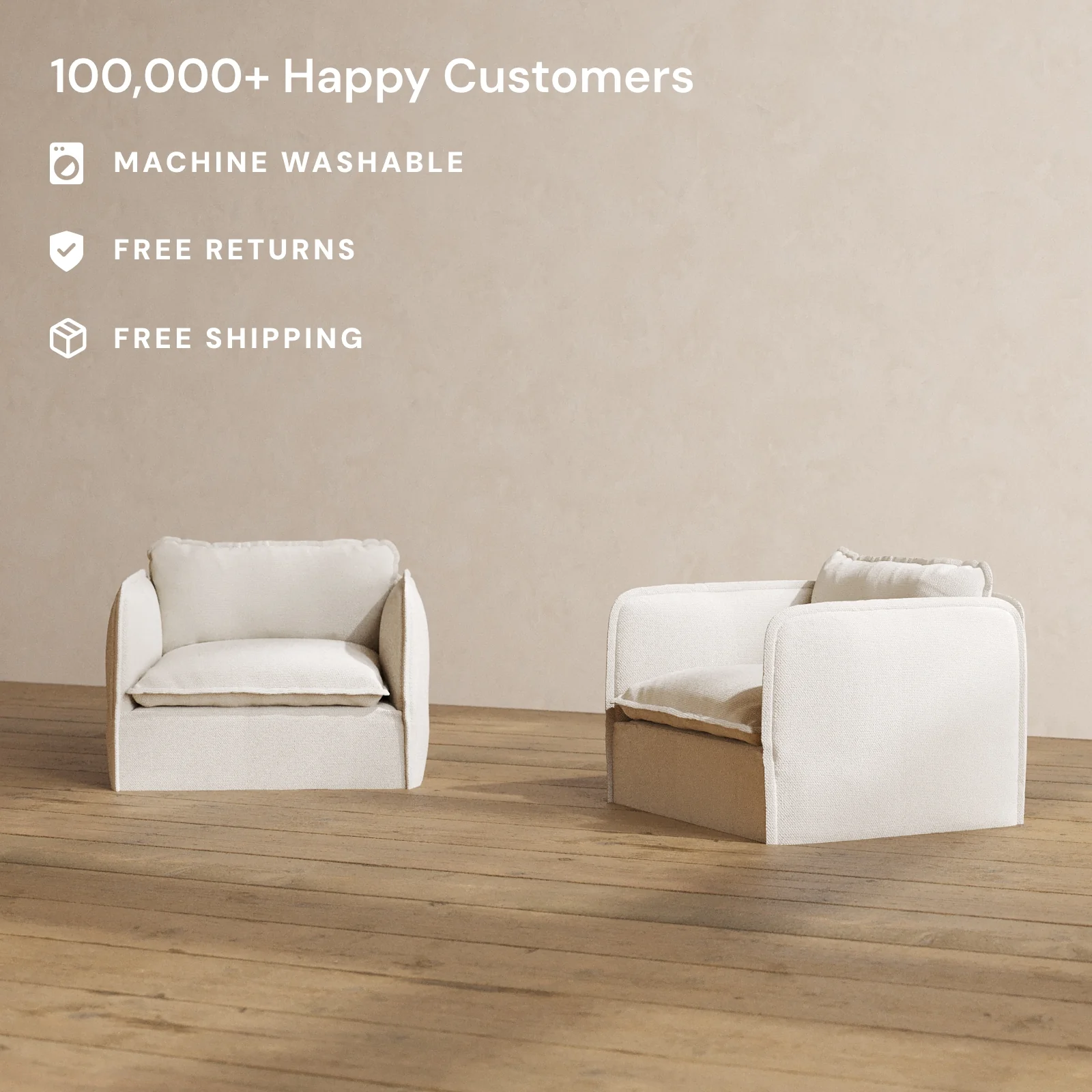 Slipcover Only - Modular Washable Armchair Set in Powder - Image 2