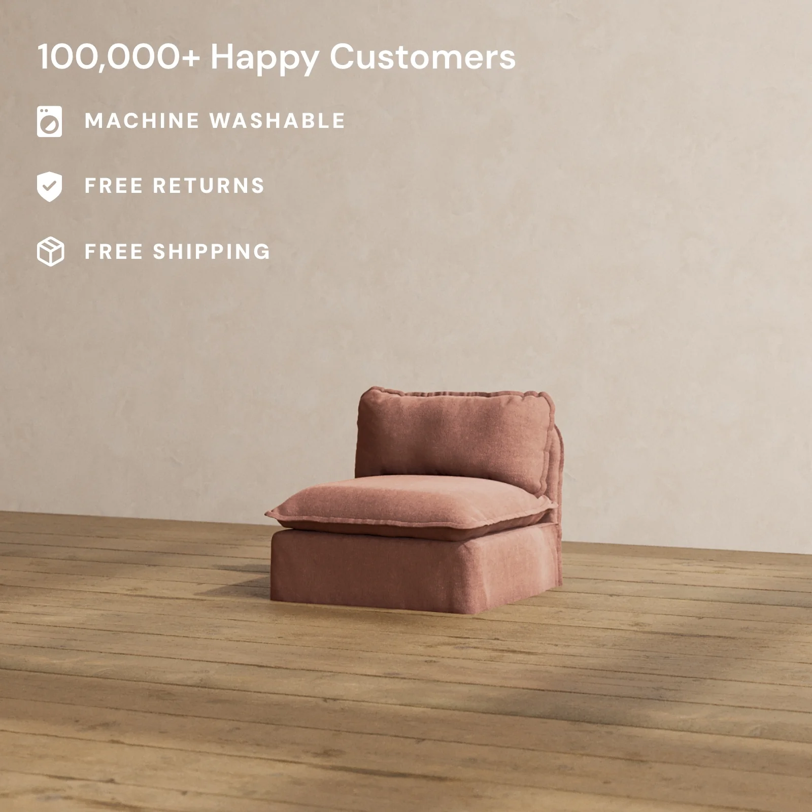 Slipcover Only - Modular Washable Armless Chair in Chestnut - Image 2
