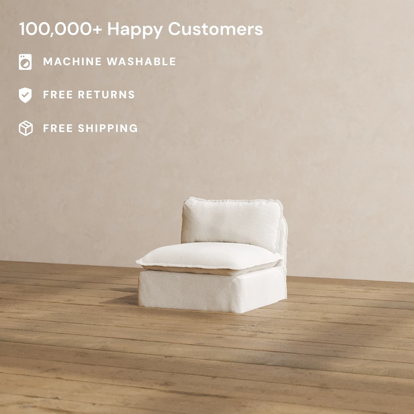 Slipcover Only - Modular Washable Armless Chair in Powder - Image 2