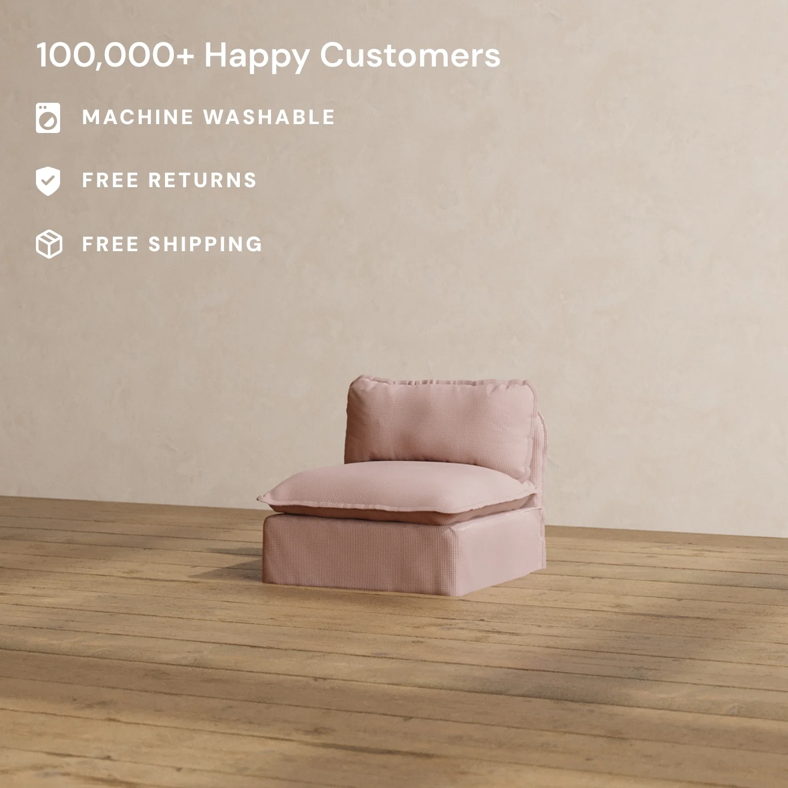 Slipcover Only - Modular Washable Armless Chair in Sakura - Image 2