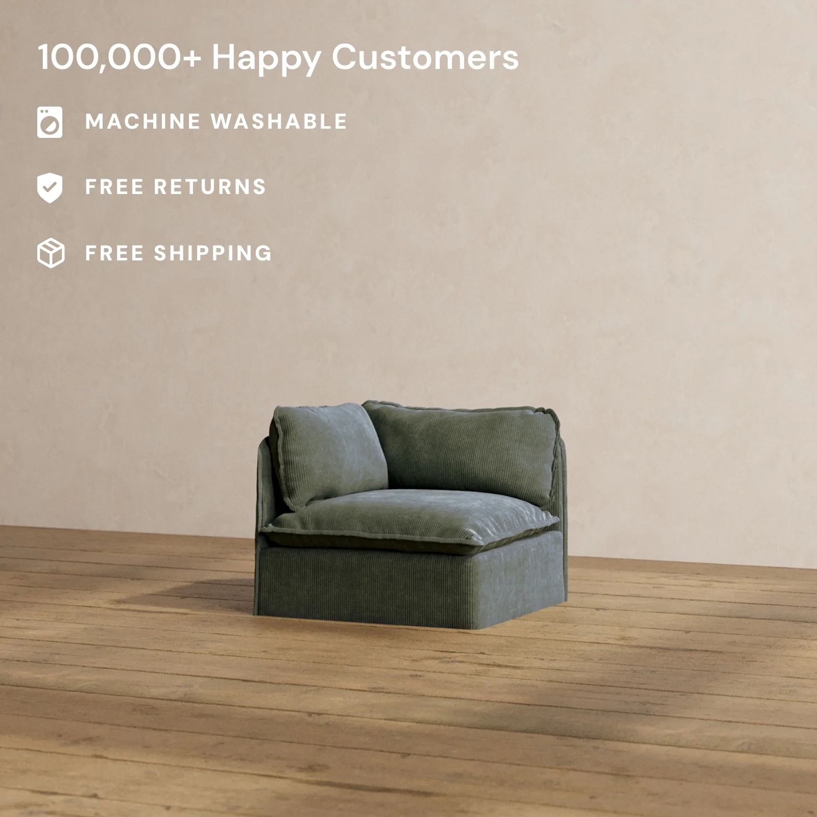 Slipcover Only - Modular Washable End Chair - Left in Olivine - Image 2