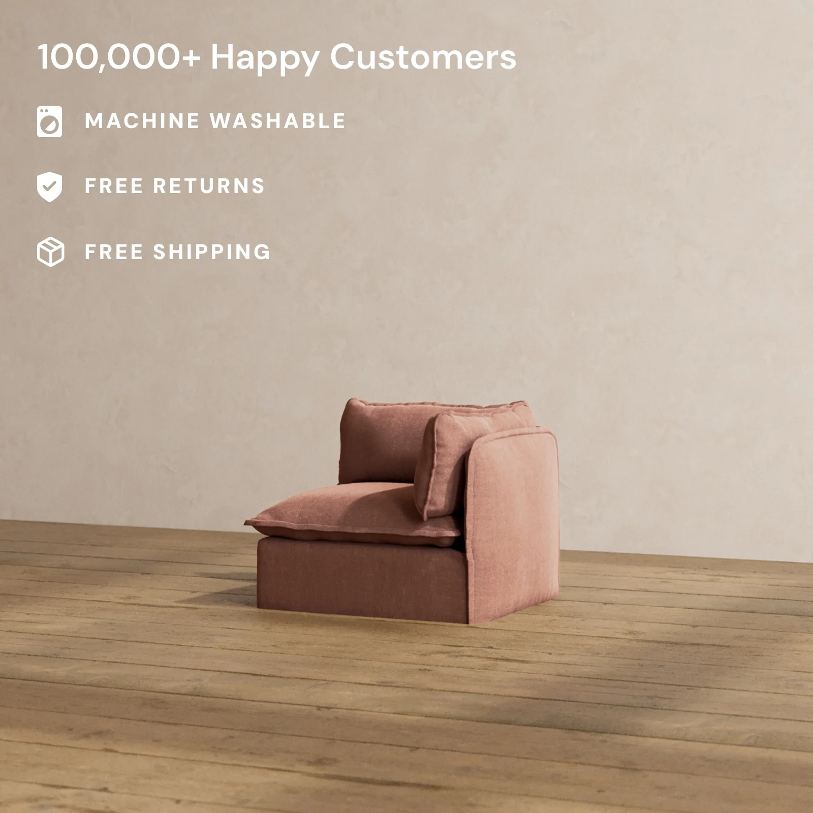 Slipcover Only - Modular Washable End Chair - Right in Chestnut - Image 2