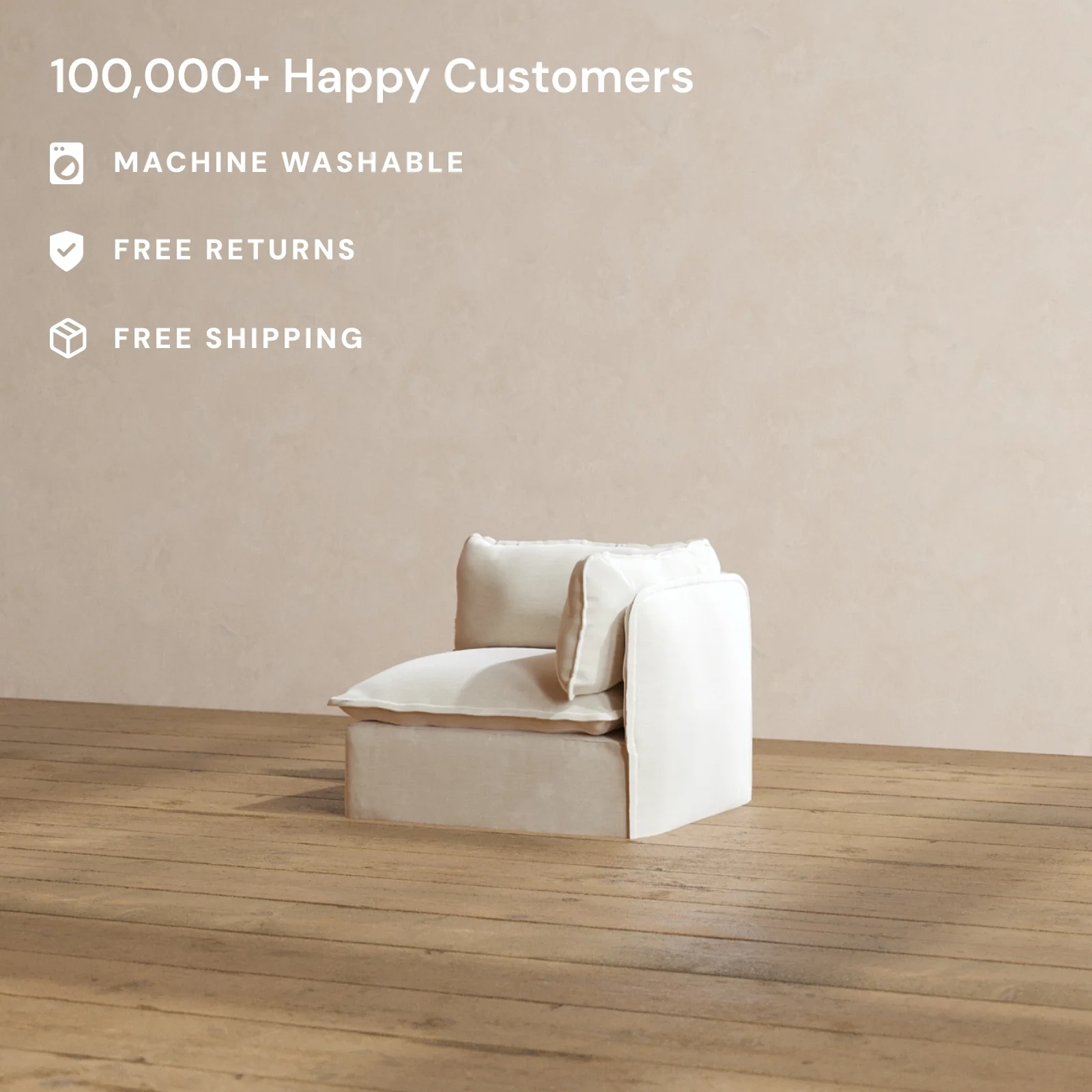 Slipcover Only - Modular Washable End Chair - Right in Coco - Image 2
