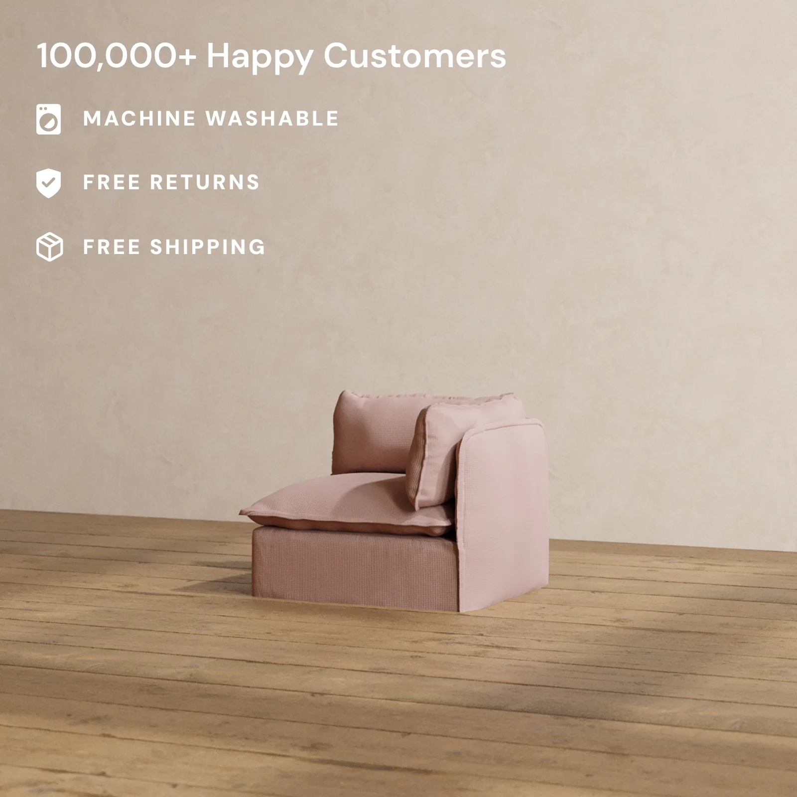 Slipcover Only - Modular Washable End Chair - Right in Sakura - Image 2