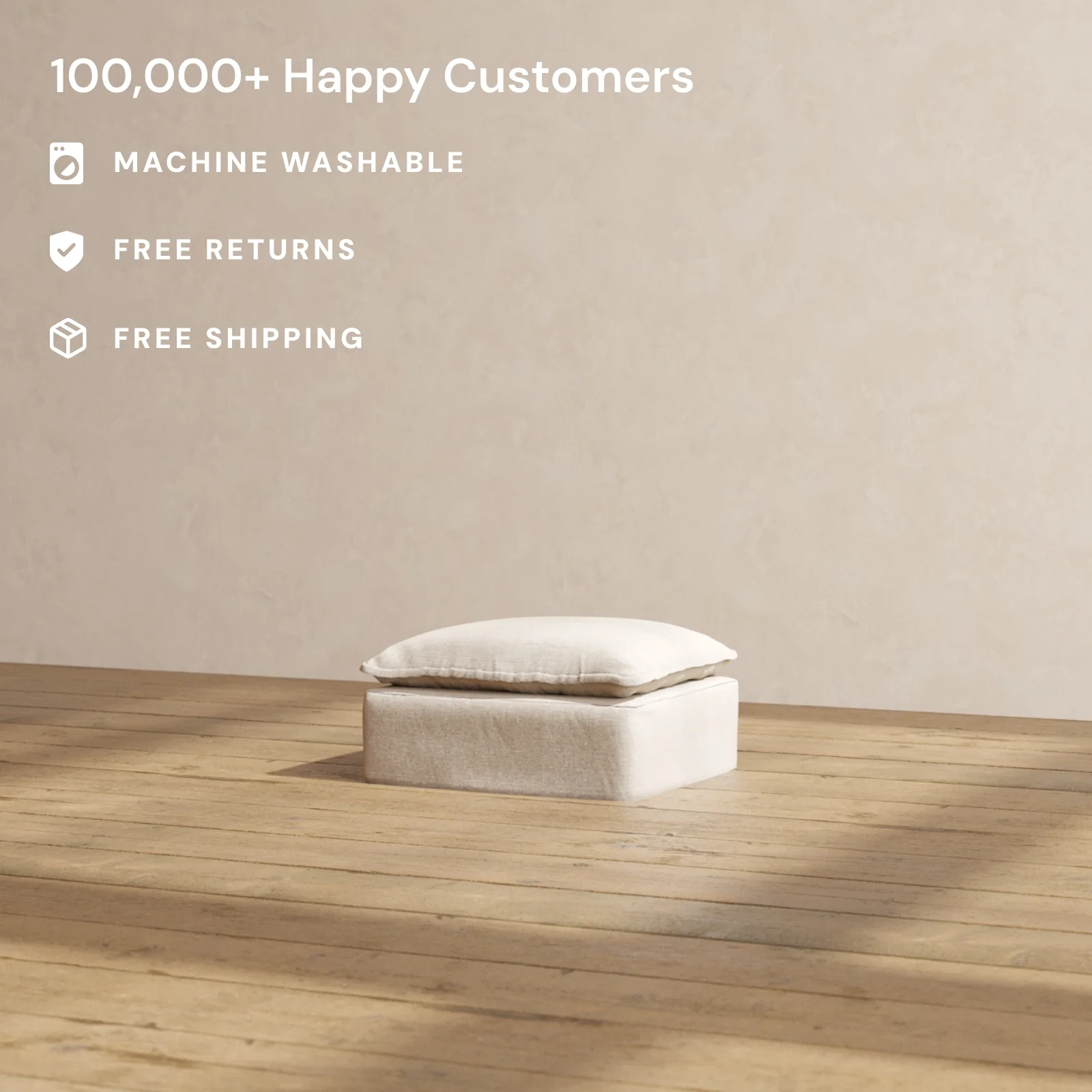 Slipcover Only - Modular Washable Ottoman in Oat - Image 2