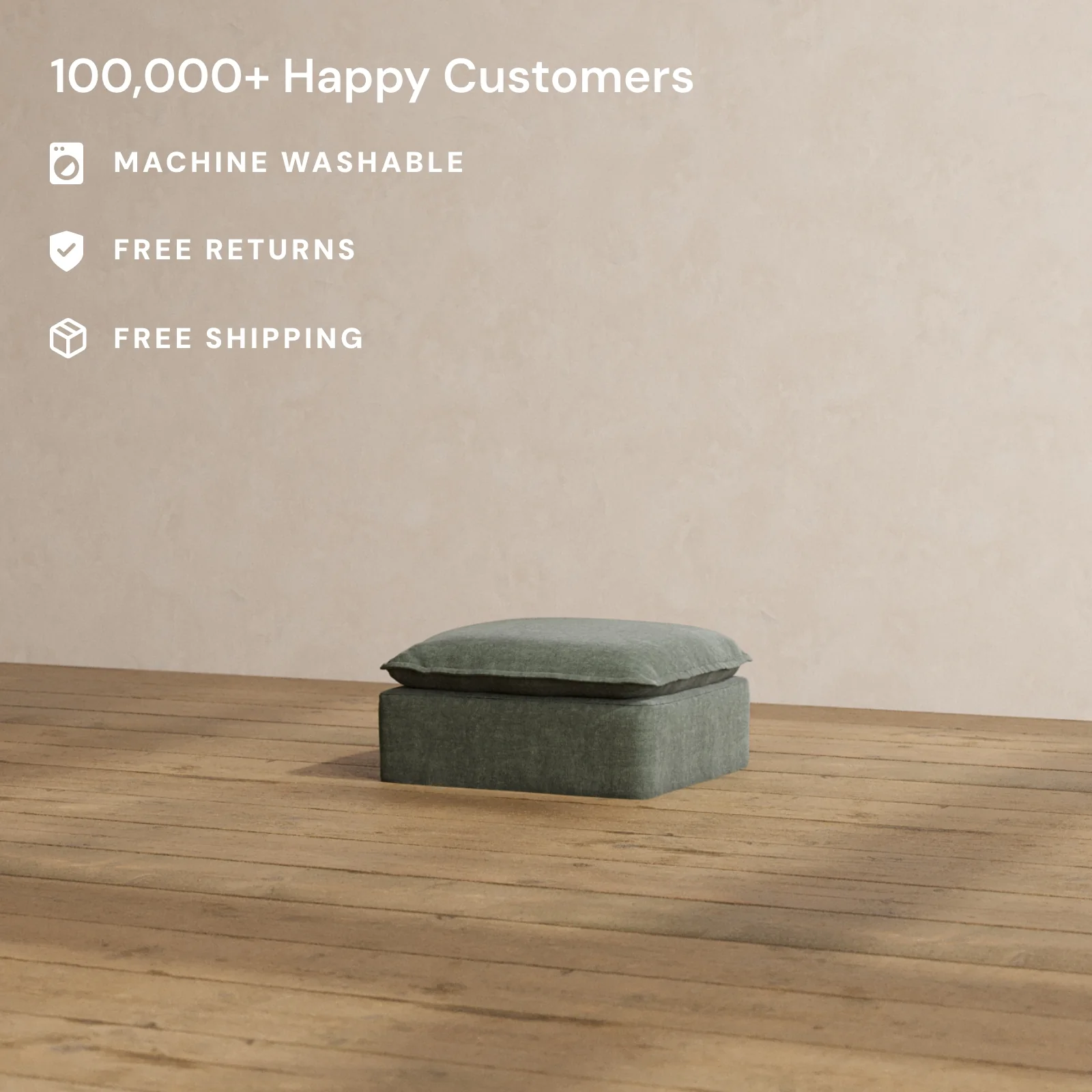 Slipcover Only - Modular Washable Ottoman in Willow - Image 2