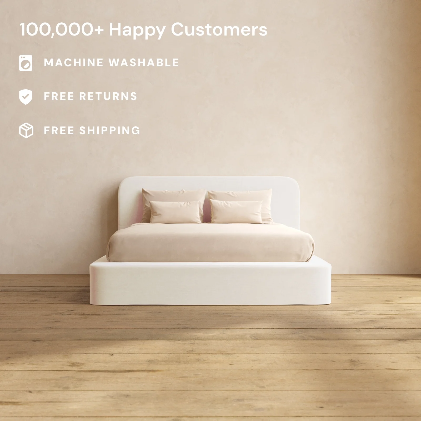 Slipcover Only - Queen Upholstered Platform Bed + Headboard | Mod Velvet in Coco - Image 2