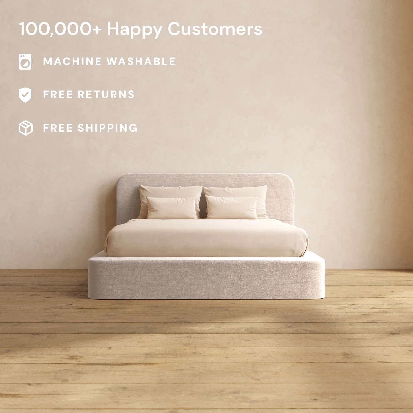 Slipcover Only - Queen Upholstered Platform Bed + Headboard | Mod Velvet in Mist - Image 2