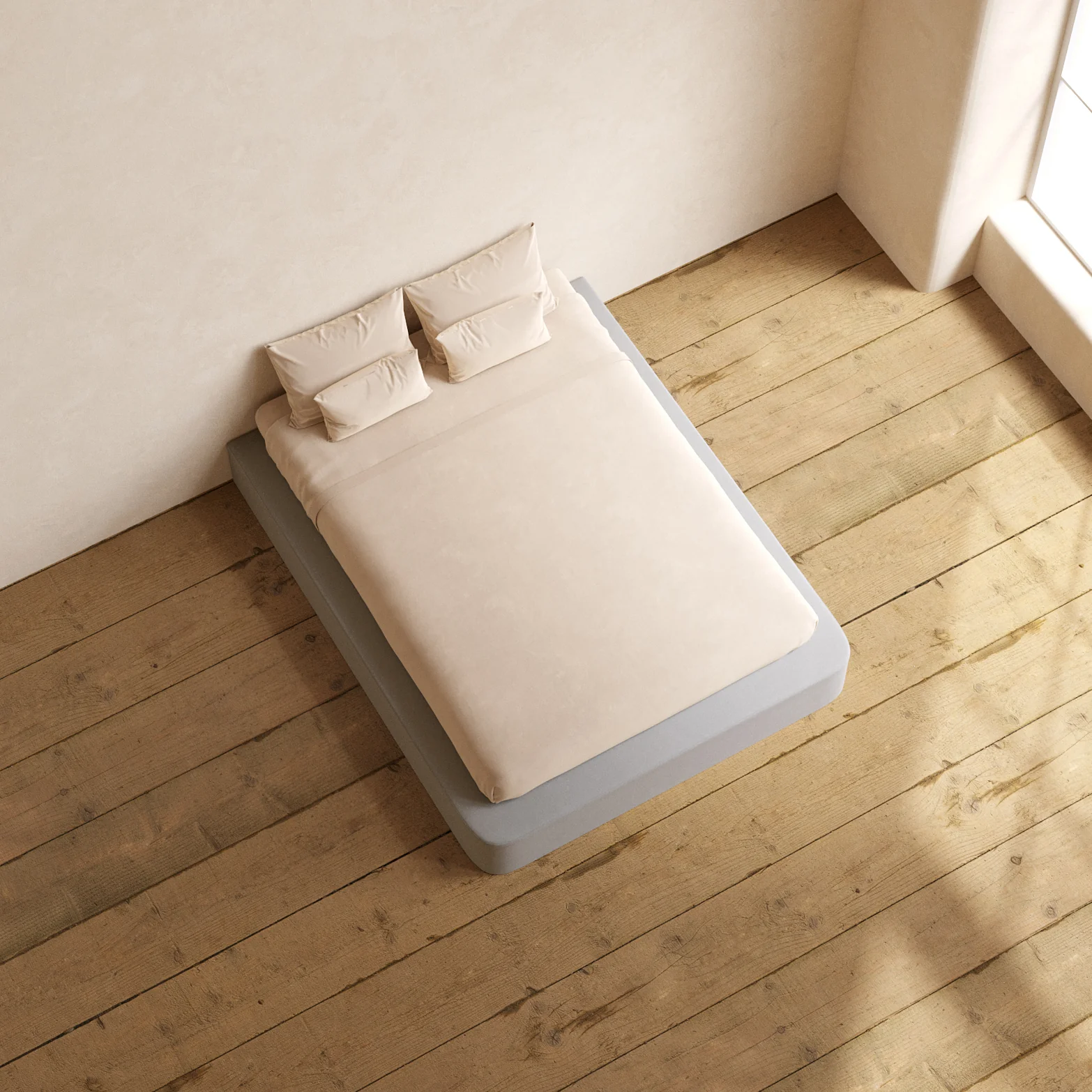 Slipcover Only - Queen Upholstered Platform Bed | Micro Chenille in Pumice - Image 6